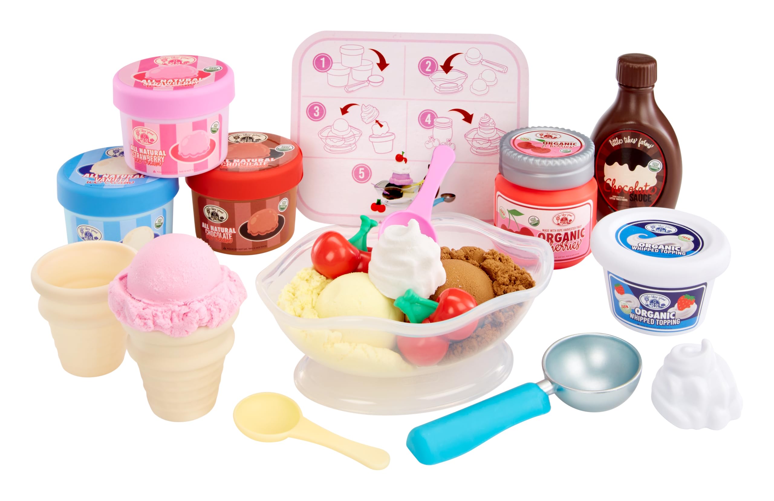 Little Tikes Creative Chefs Ice Cream Kit - 17-Piece Pretend Play Set with Make-It! Mix, Ages 3+