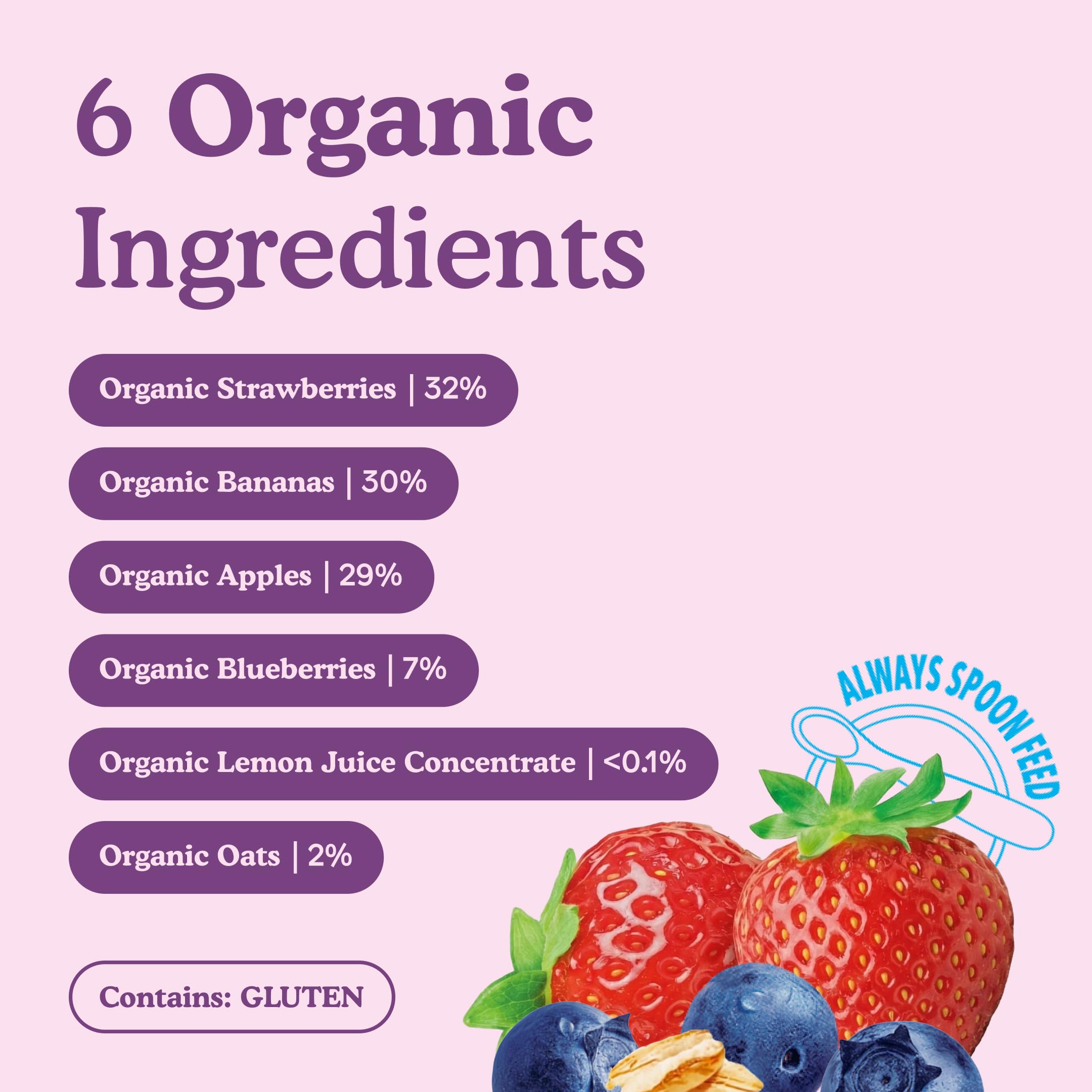 Little Freddie Organic Strawberries, Blueberries & Oats Bundle - 18 x 100g Pouches, Source of Fibre, Suitable from 6 Months 2