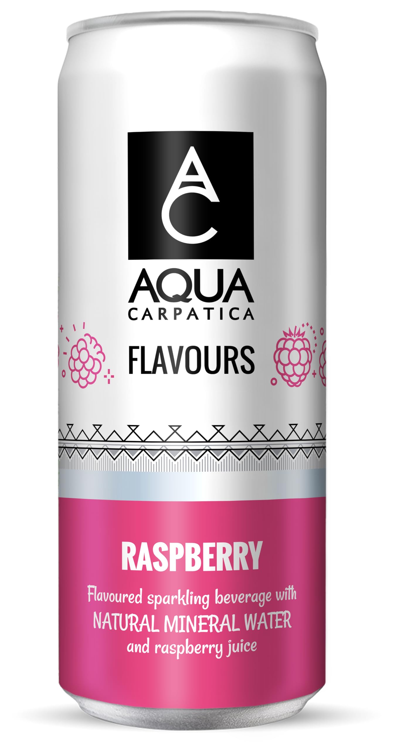 Aqua Carpatica Sparkling Raspberry Flavoured Water - 4 x 330ml Pack | No Added Sugar