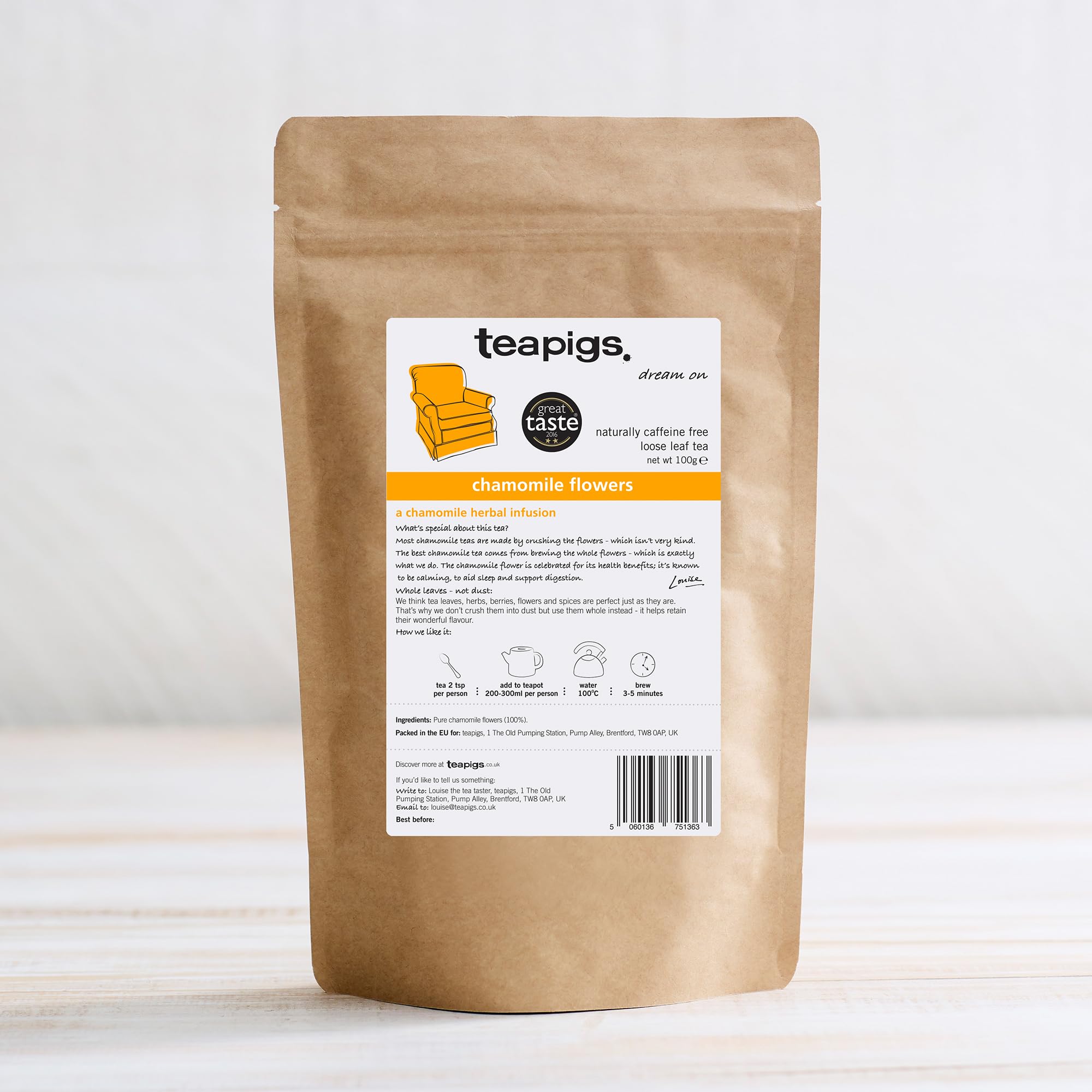 teapigs Chamomile Loose Leaf Herbal Tea - Caffeine-Free for Sleep & Digestion | 100g Pack 2