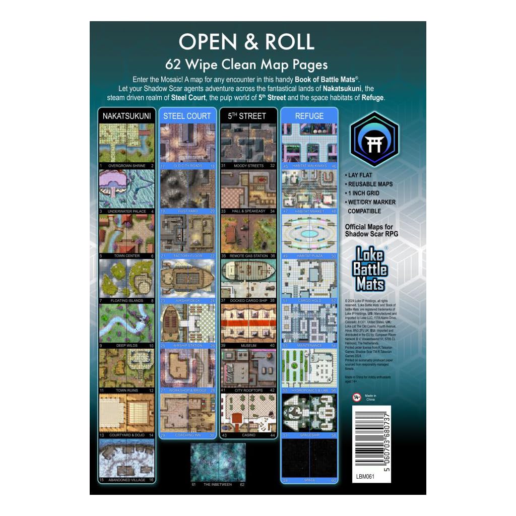 Loke BattleMats Giant Book of Shadow Scar Battle Mats - Unrivalled Flexibility | Standard Edition | English
