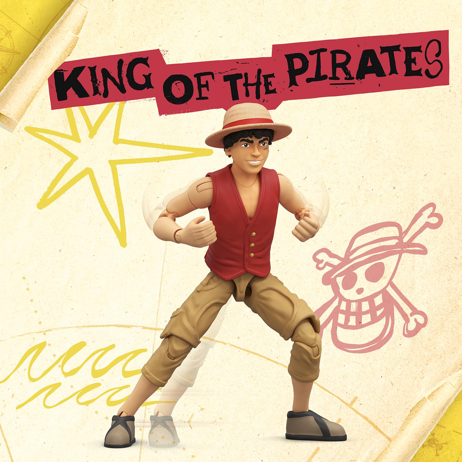 One Piece Monkey D. Luffy 6" Action Figure with 6 Accessories | 22 Points of Articulation