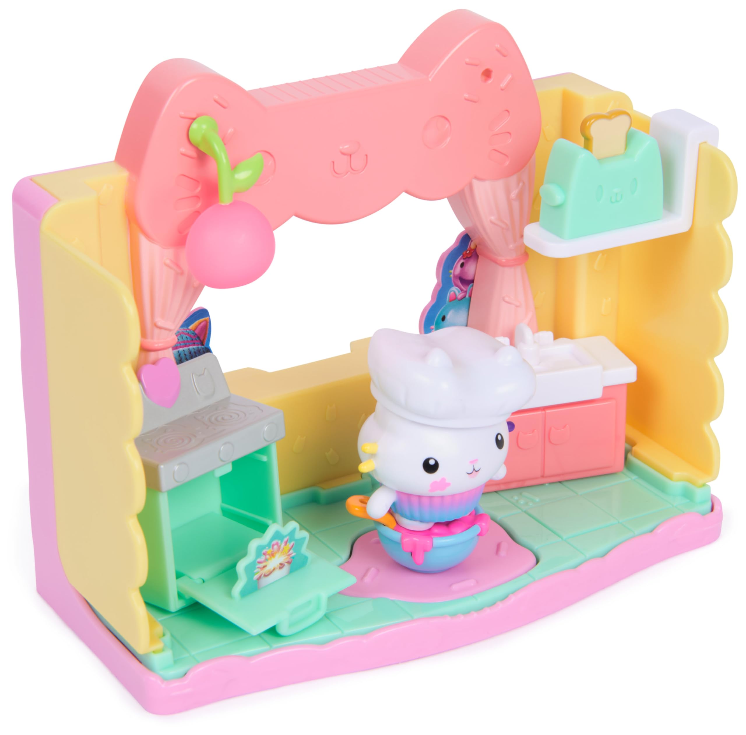 DREAMWORKS GABBY'S DOLLHOUSE Cakey's Sprinkle Cake-tastic Kitchen Playset | Ages 3-6 | 10-Piece Set 3