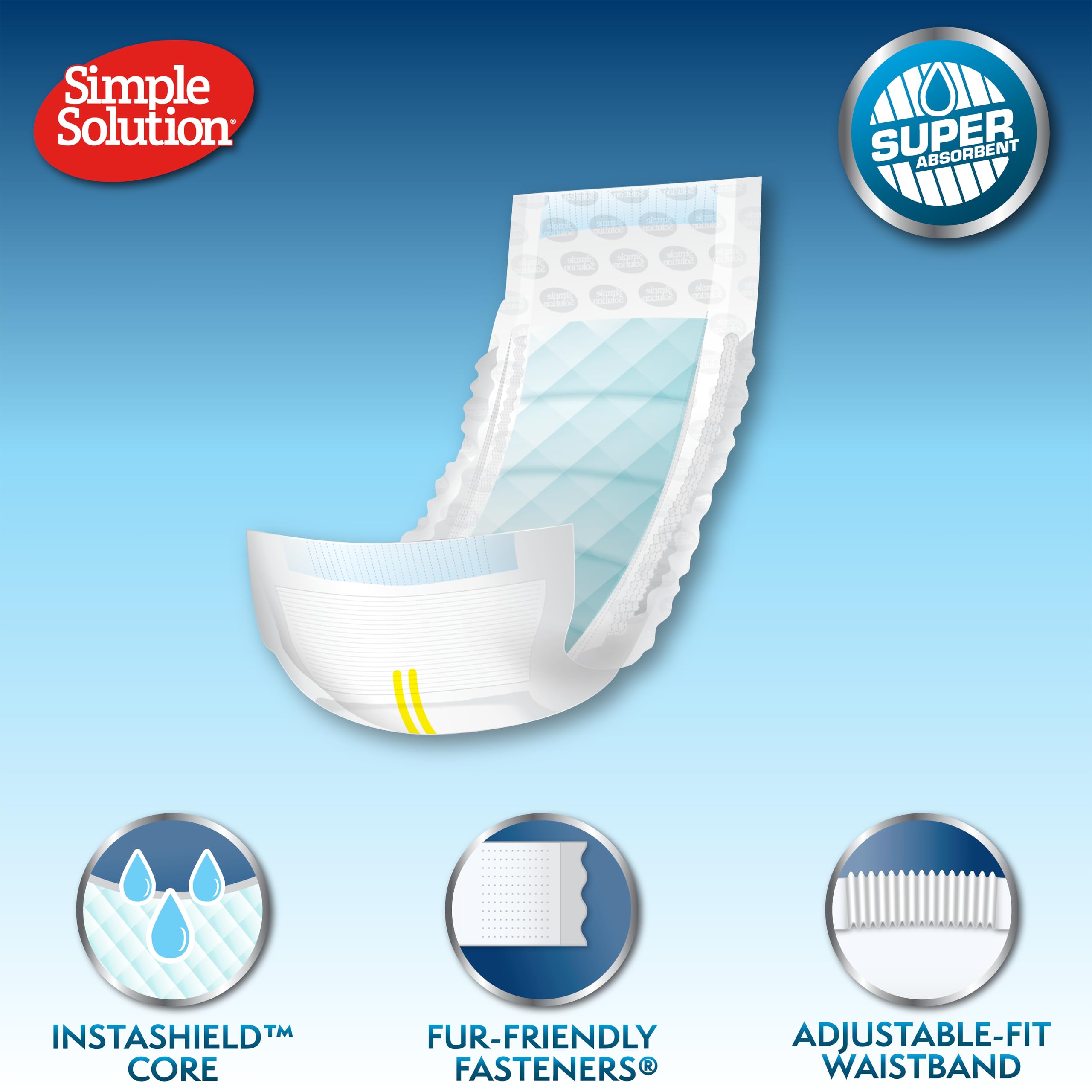 Simple Solution Disposable Dog Nappies - Toy Size for Males up to 4.5kg | 12 Pack
