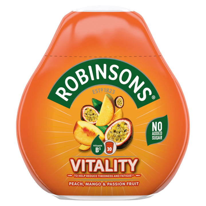 Robinsons Vitality Peach, Mango & Passion Fruit with Vitamin B3 Real Fruit Juice Concentrate