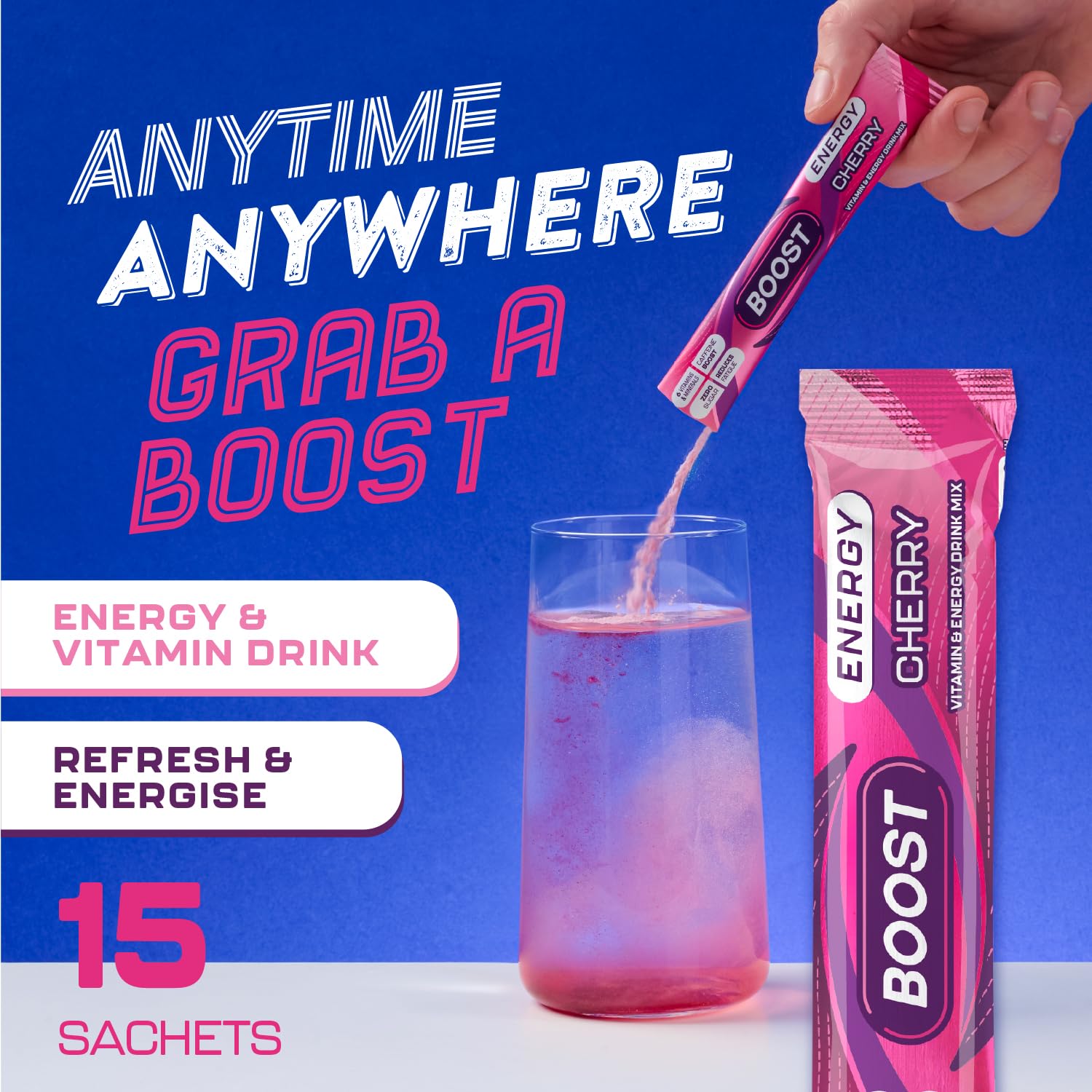 Boost Energy and Hydration Powder - Sugar Free | 6X Mixed Flavour Sachets | Caffeine & B-Vitamins 2