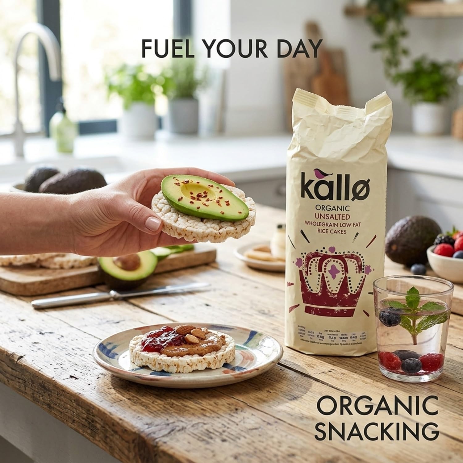 Kallo Organic Unsalted Wholegrain Rice Cakes - 130g Pack of 12 7