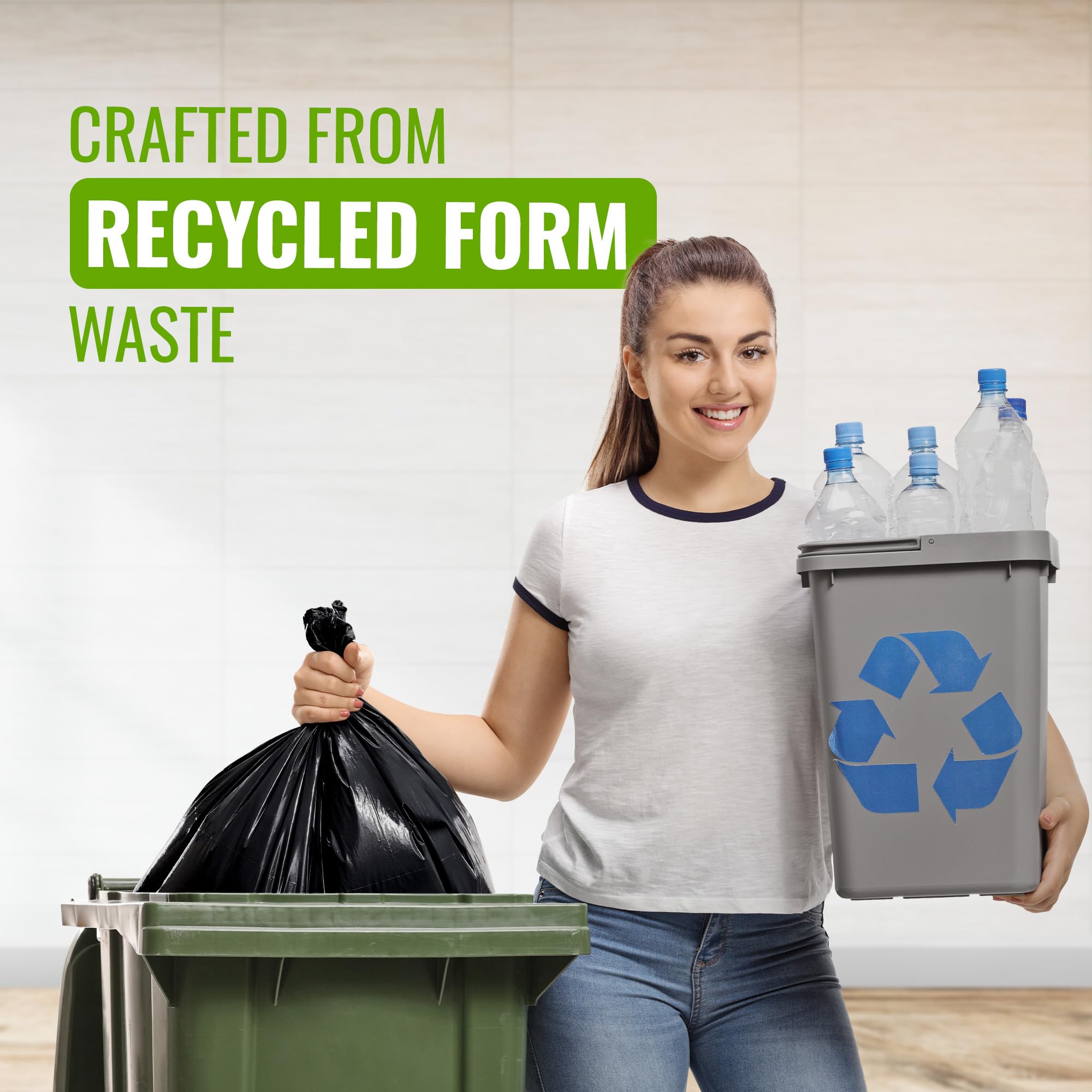 EcoBag Heavy Duty Wheelie Bin Liners - 240L Capacity | 20 Pack | 98% Recycled Plastic 5