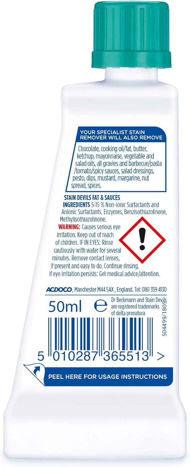 Dr. Beckmann Stain Devils Cooking Oil and Fat Stain Remover, 50 ml