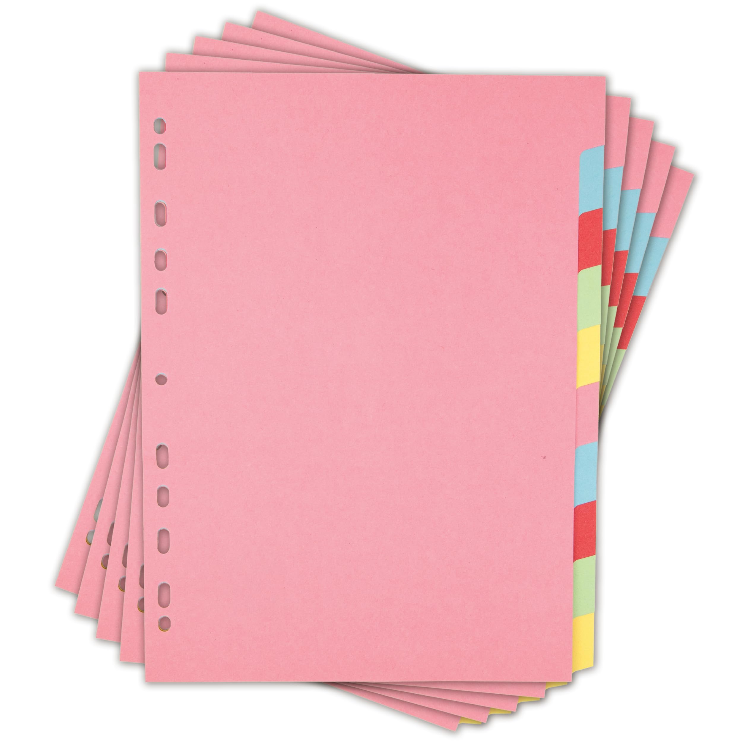 Elba 5 Pack A4 10 Part Card File Dividers - Pink Finish | Durable Cardboard