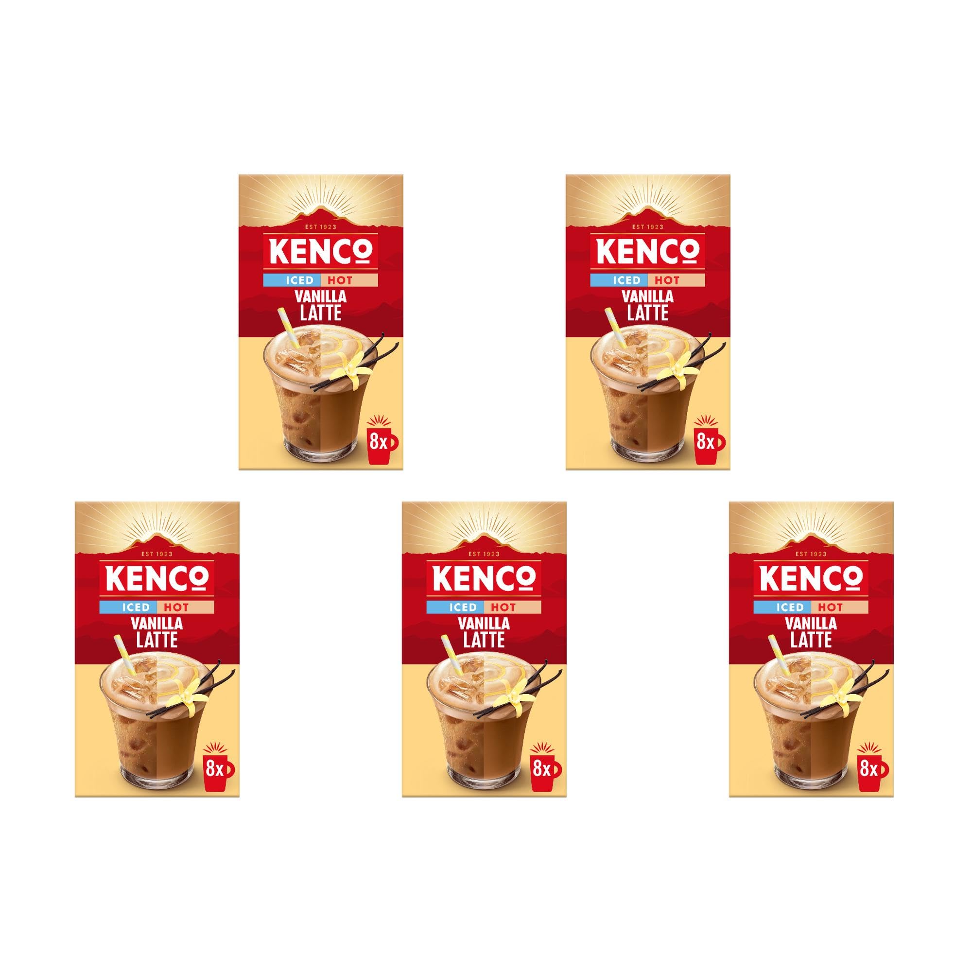 Kenco Iced Hot Vanilla Latte Sachets - 40 Total Sachets (8 Sachets x Pack of 5) 1