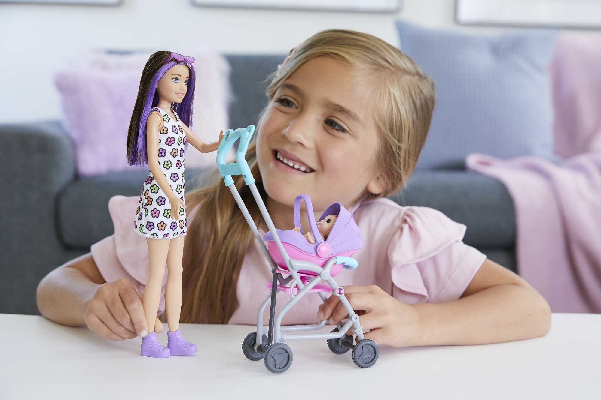 Barbie Skipper Babysitters Inc. Playset with Skipper Doll, Stroller, Baby Doll & 5 Accessories | Ages 3+