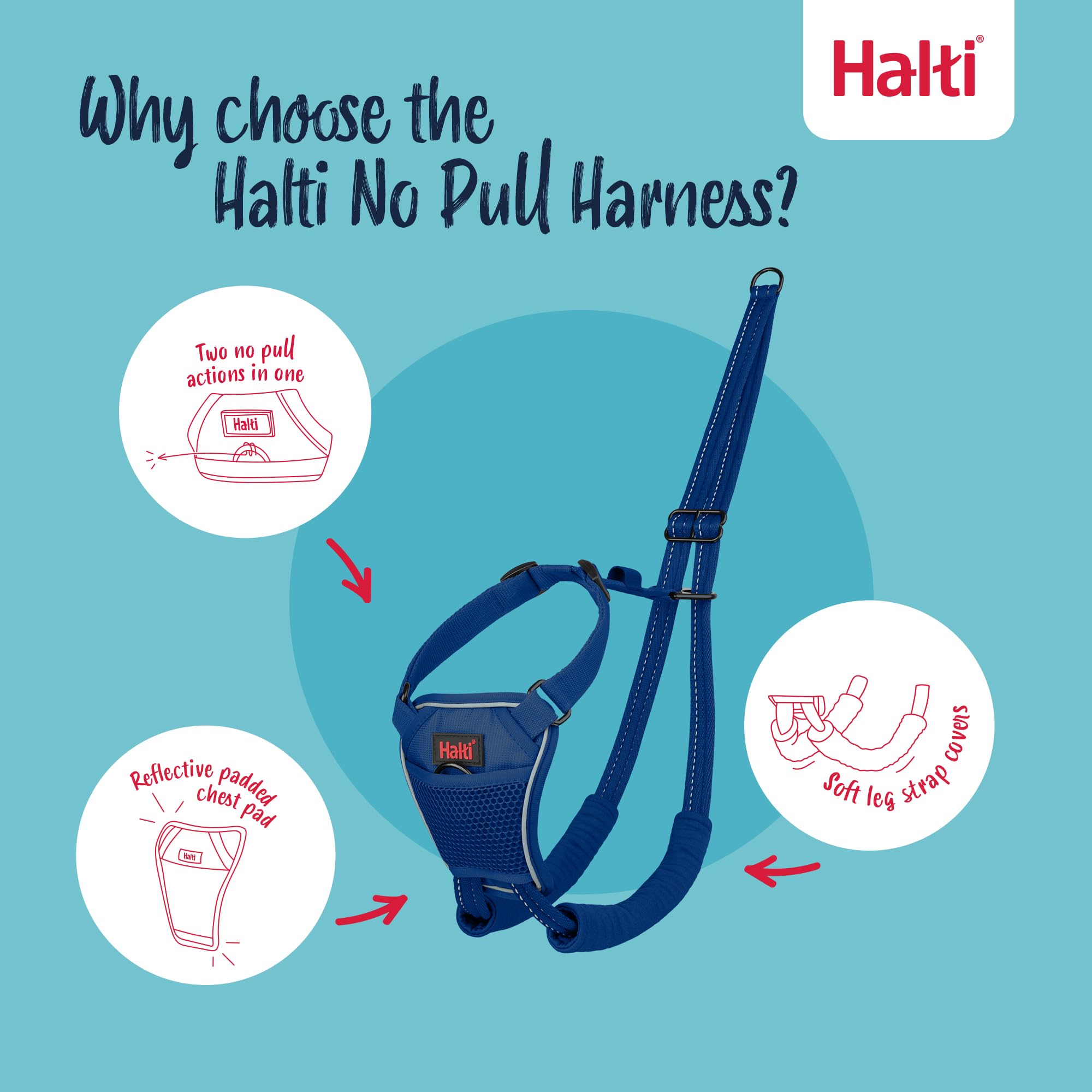 Halti No Pull Harness - Front Control Steering & Lifting Action | Size M | Cobalt Blue 3