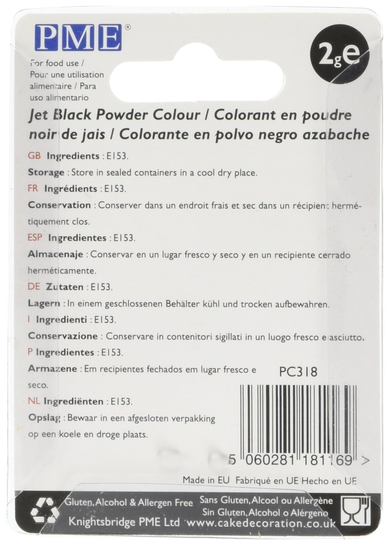 PME Edible Powder Colour - Jet Black | 2g | 100% Edible 2