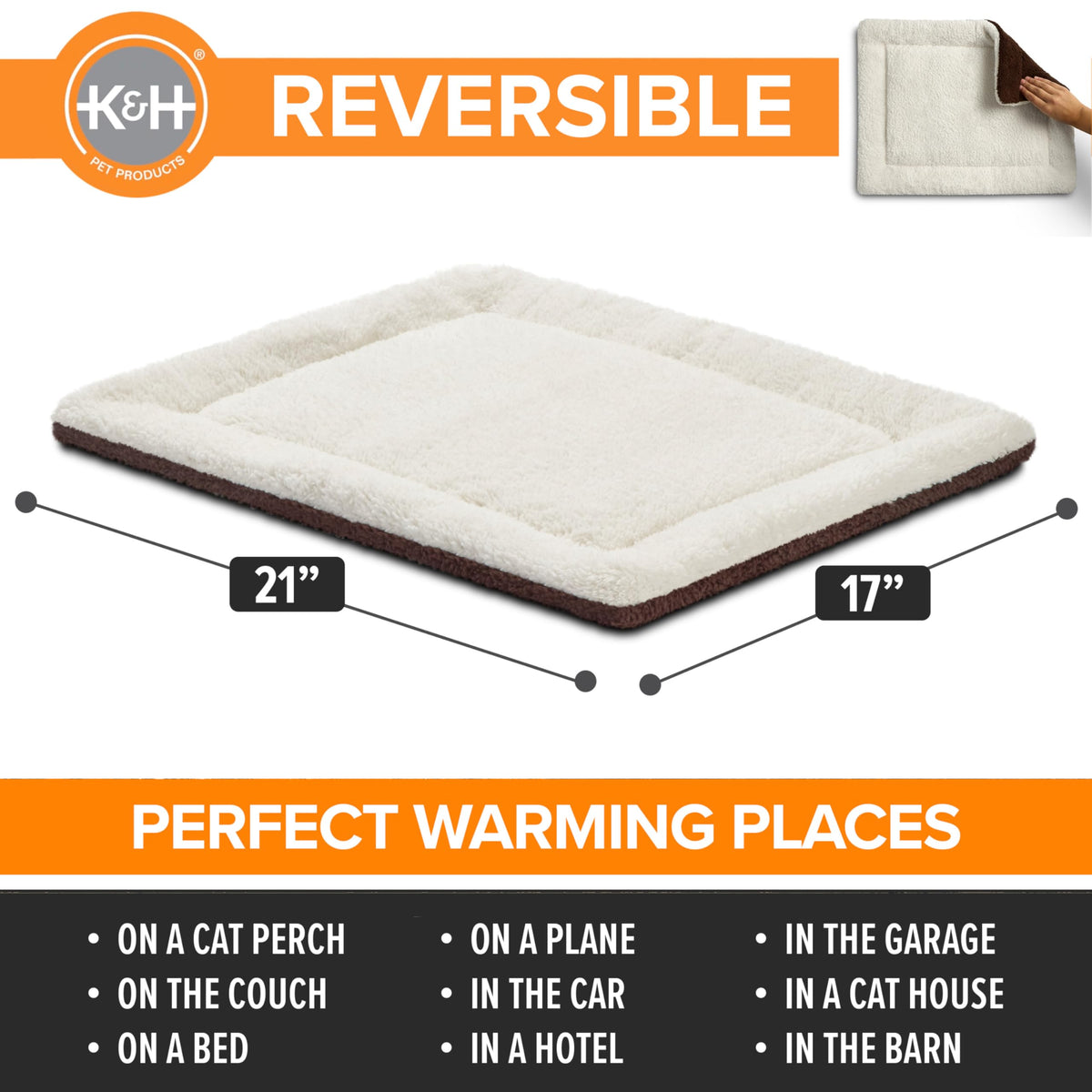 K&H Self-Warming Thermal Cat and Dog Bed Mat - Oatmeal/Chocolate, 53.3 x 43.2 cm