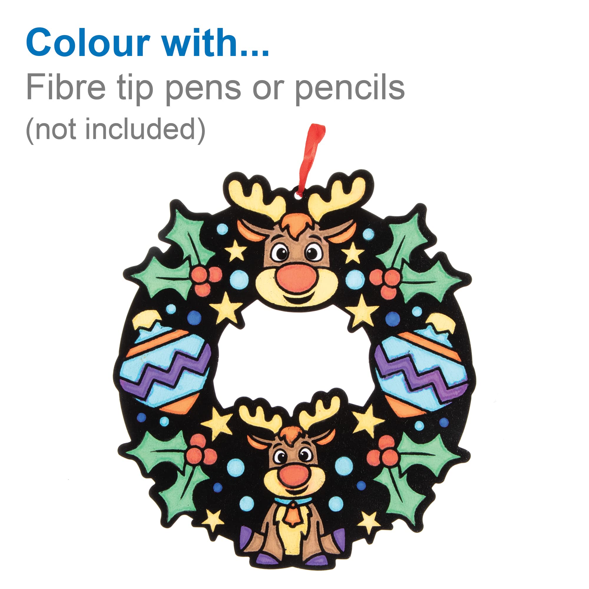 Baker Ross Christmas Colour In Wreaths - Pack of 8 Craft Kit for Kids