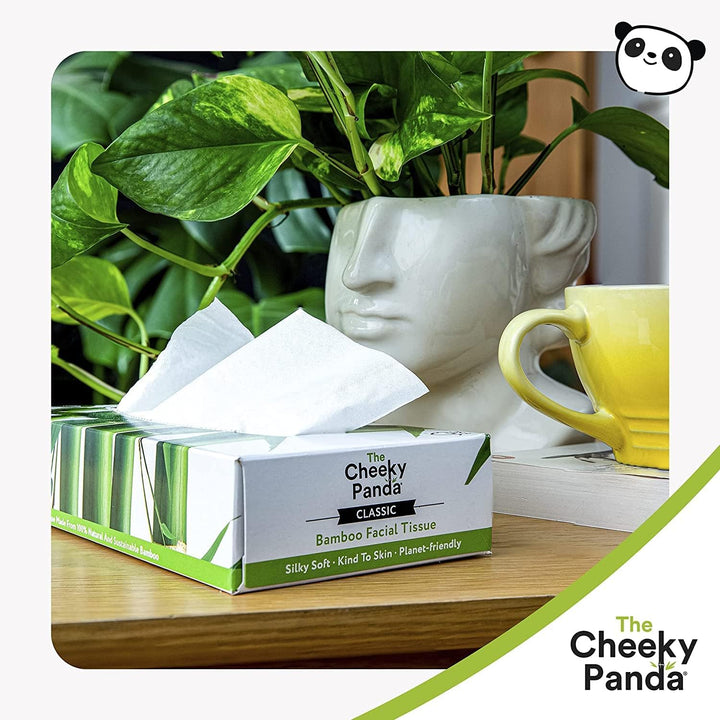 The Cheeky Panda – Bamboo Facial Tissues 3-Ply Flat Box (80 Tissues) Hypoallergenic, Plastic-Free, Eco-Friendly