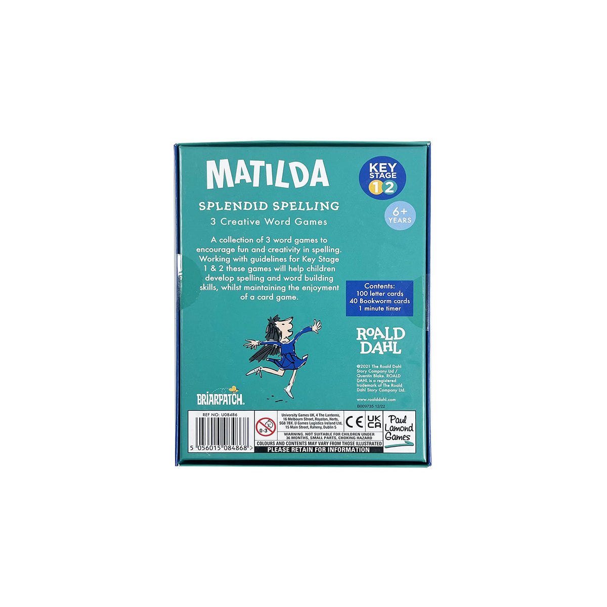 Roald Dahl Matilda's Splendid Spelling Educational Word Game - 3 Games, Ages 6+