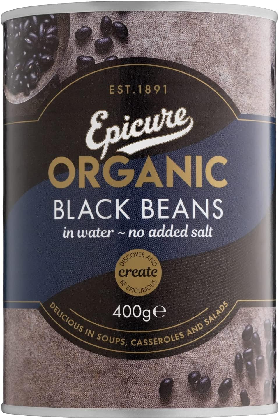 Epicure Organic Black Beans in Water - 6 x 400 g