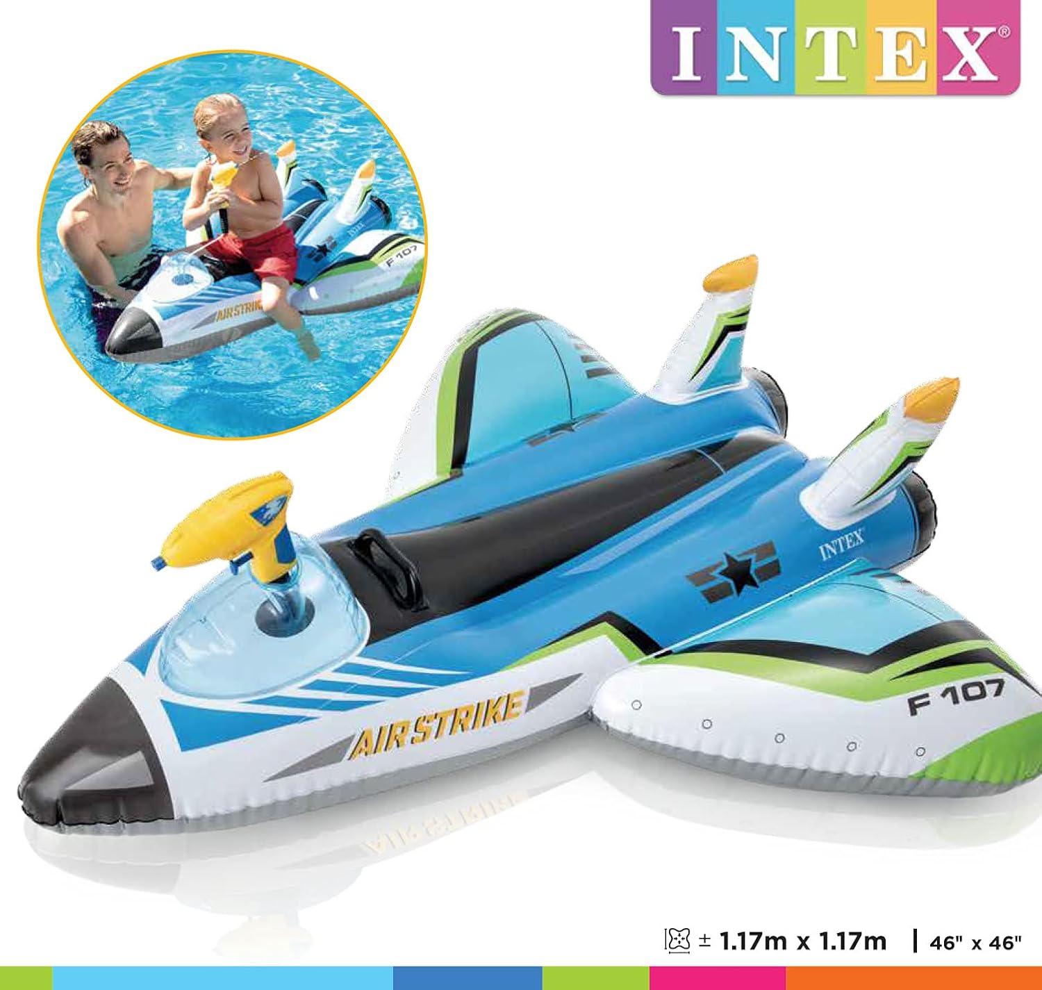 Intex 57536NP Water Gun Plane Ride-On - Inflatable Outdoor Water Toy for Kids 6