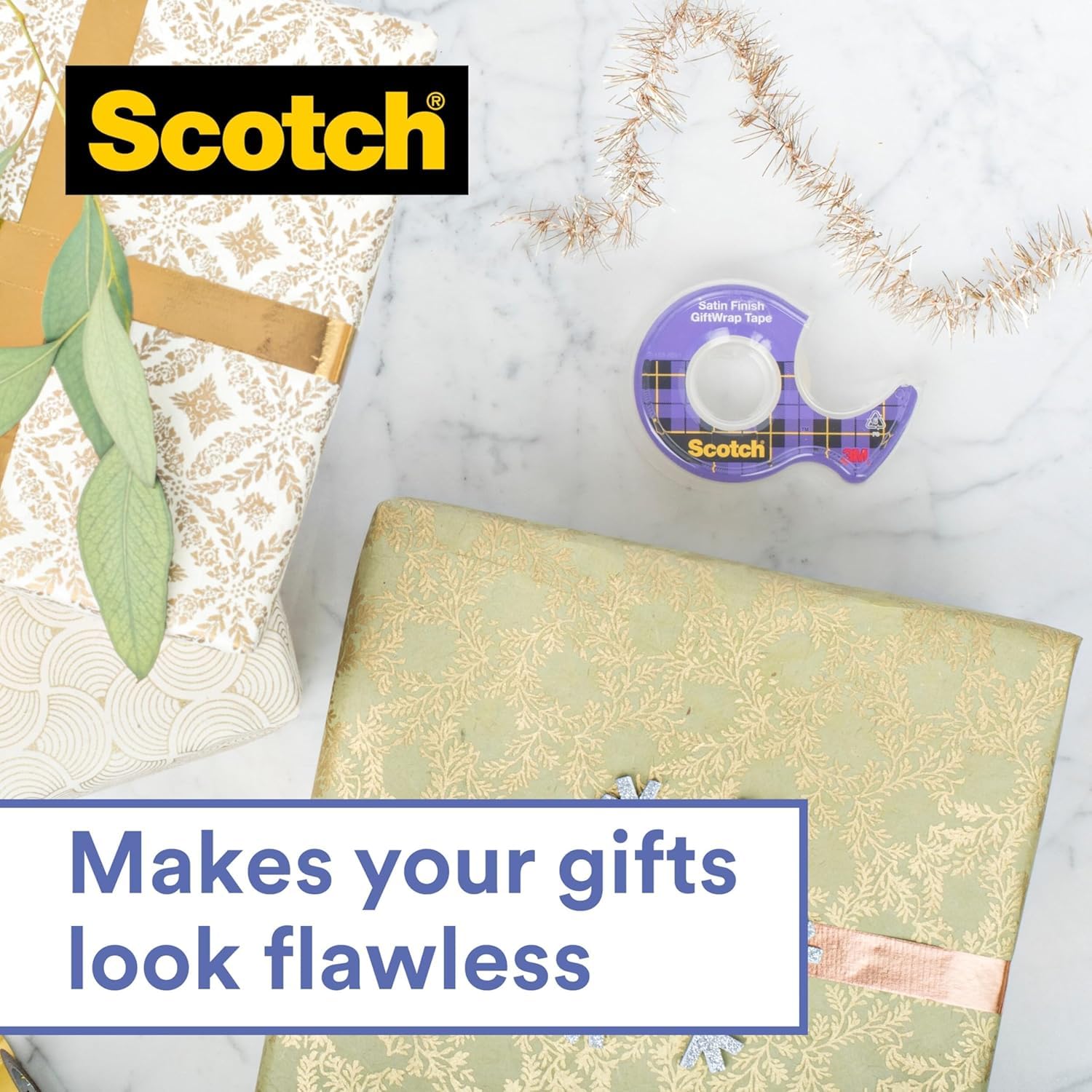 Scotch Gift Wrap Tape Refill Pack - Satin Finish, Permanent Adhesive | 19 mm x 25 m