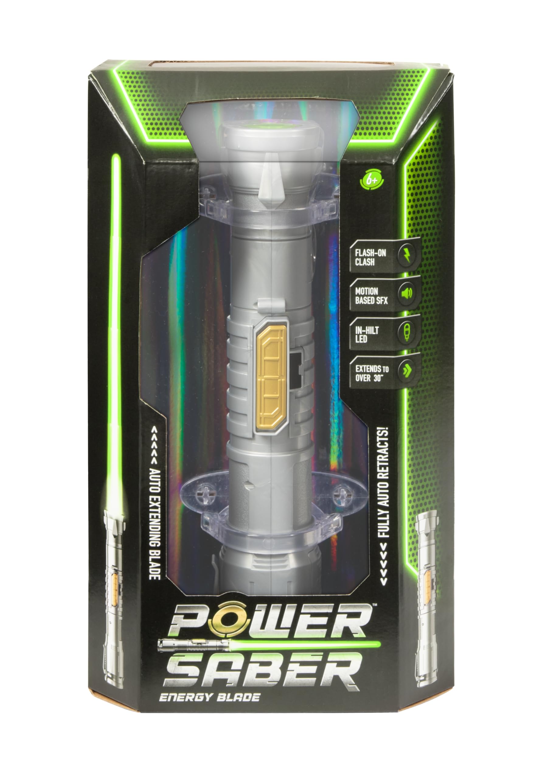 Power Saber Green Auto Extending LED Energy Blade | Motion SFX | Extends to 35''/90cm