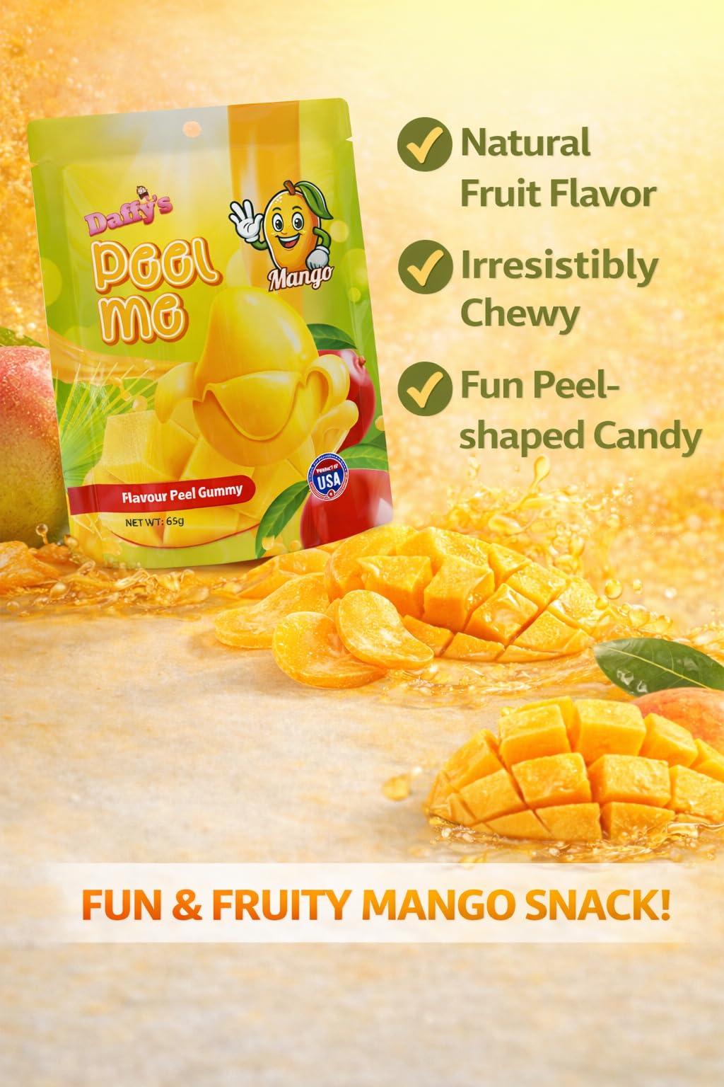 SHINE Daffy's Peel Me Gummy Candy - Real Fruit Juice, Interactive Peel Design | 65g Pouch 4
