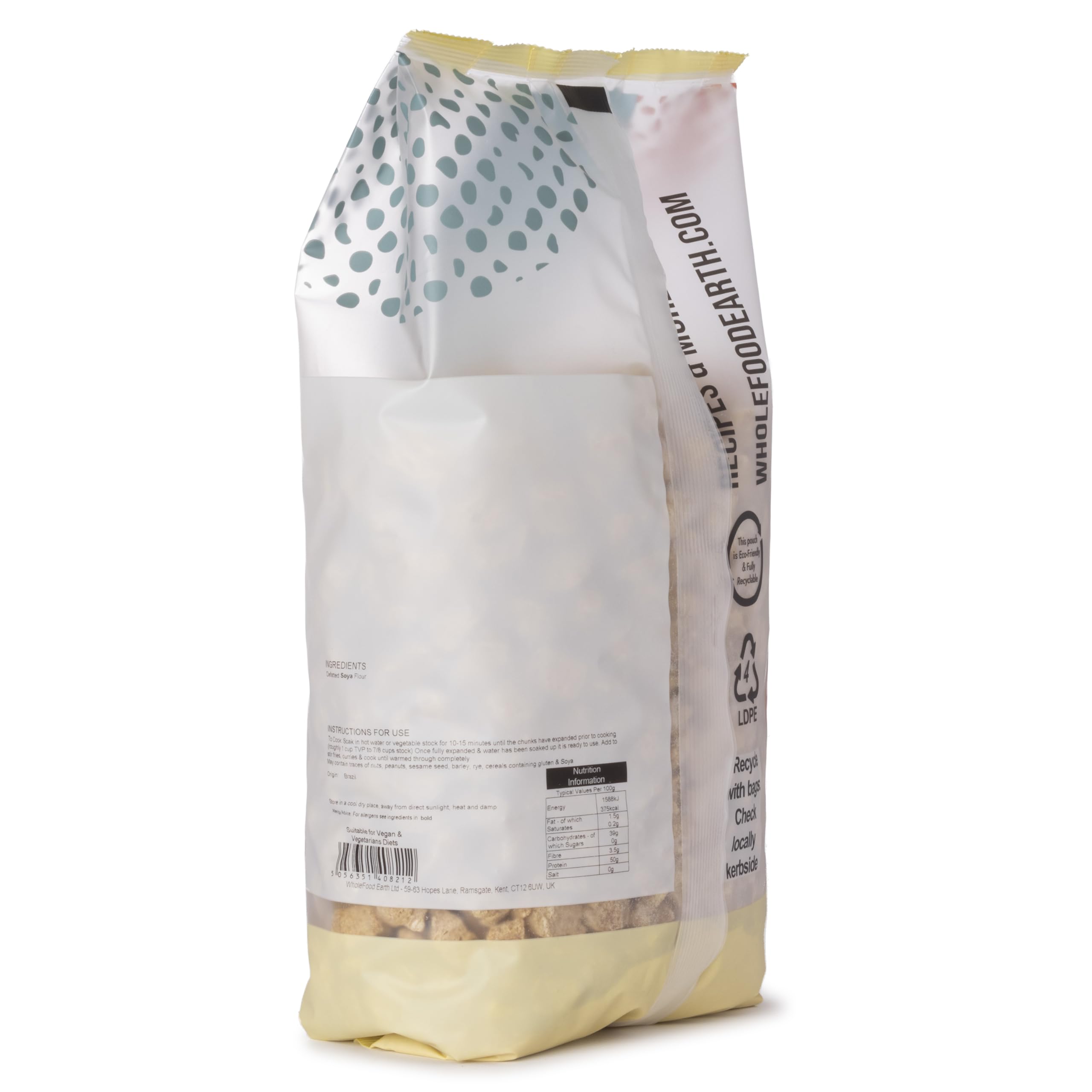 Wholefood Earth TVP Natural Chunks Soya Protein | 1 kg | GMO Free | High Protein & Fibre 3