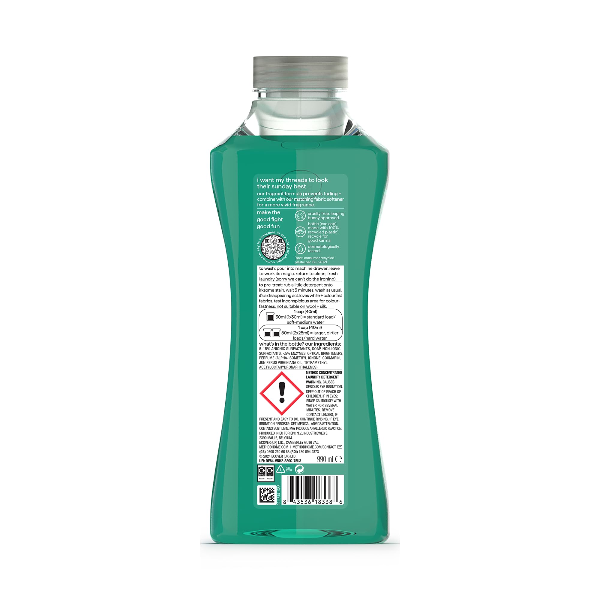 Method Concentrated Laundry Detergent - Tropical Coconut Scent | 990 ml | Biodegradable 2