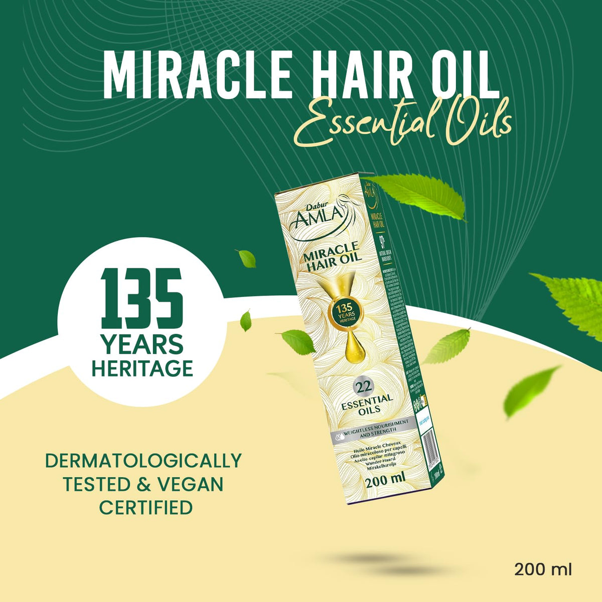 Dabur Amla Miracle Oil - 200ml | Infused With 22 Ayurvedic Essential Oils | Suitable For All Hair Types