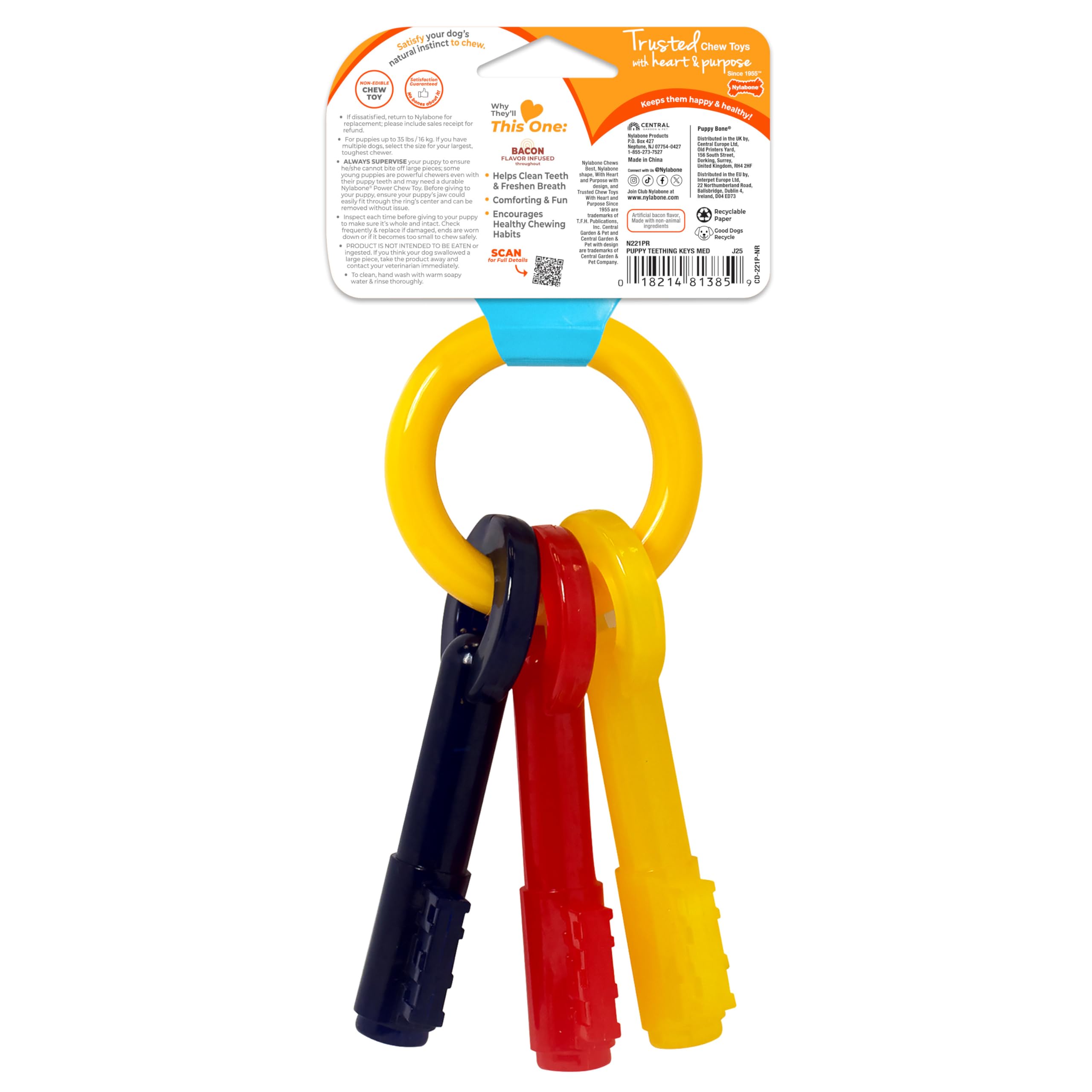 Nylabone Just For Puppies Key Ring Bone Chew Toy - Bacon Flavour, Medium, for Puppies up to 16kg 9
