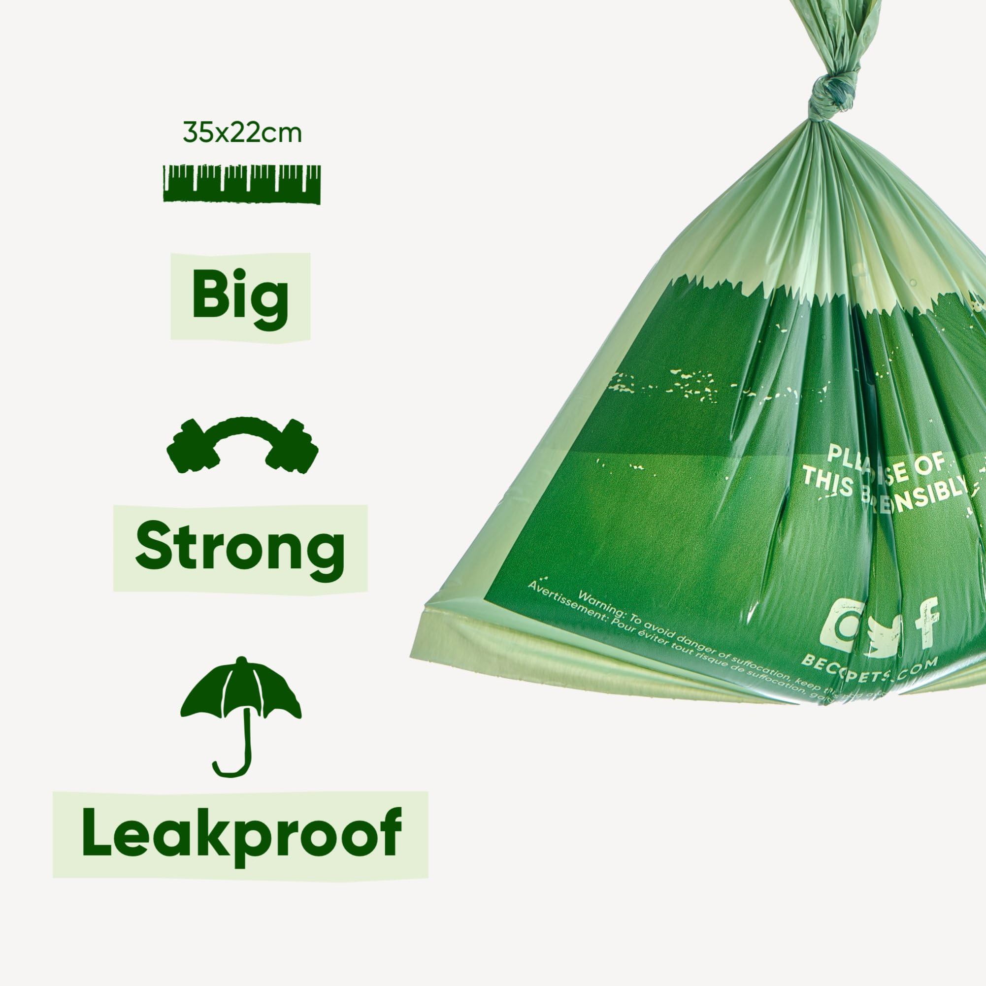 Beco Strong & Large Poop Bags - 60 Unscented Bags (4 Rolls) | 100% Leakproof | Recycled Plastic 2