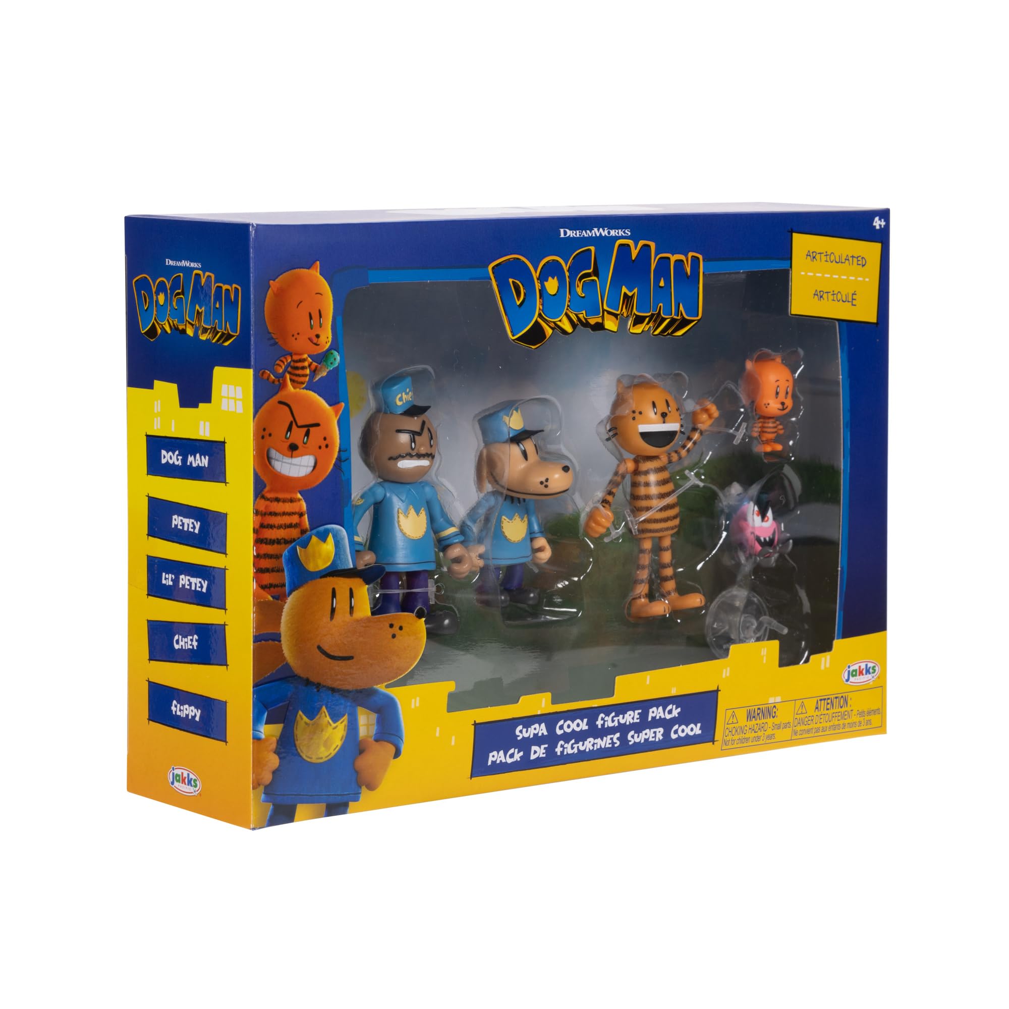 Jakks Pacific Dog Man Movie - Lil Petey, Petey, Chief, Flippy 6.3cm Action Figures Multipack 6
