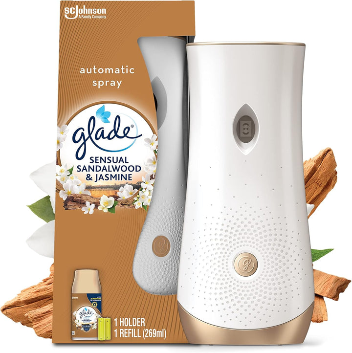 Glade - Automatic Air Freshener Holder & Refill Starter Kit with Sandalwood & Jasmine Scent