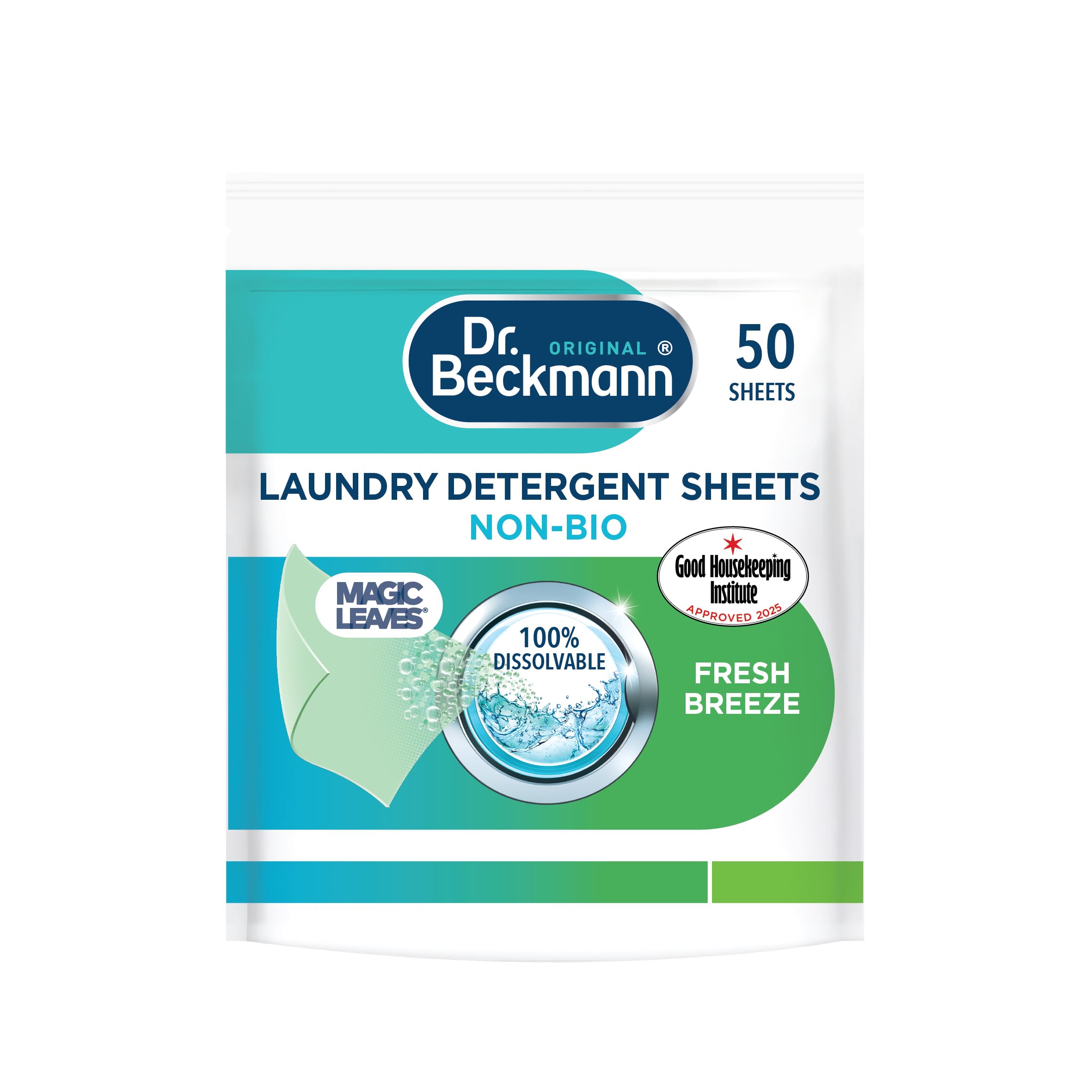 Dr. Beckmann Laundry Detergent Sheets NON-BIO SPRING FRESH Pre-dosed, 50 count 1