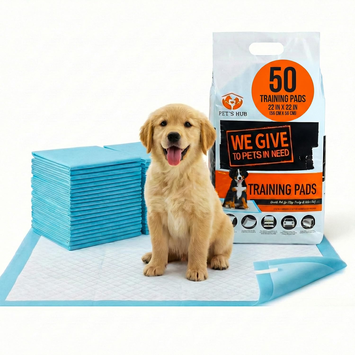 PET'S HUB Disposable Training Pads - Extra Large, 50 Count | 5-Layer Protection | Leak-Proof 1