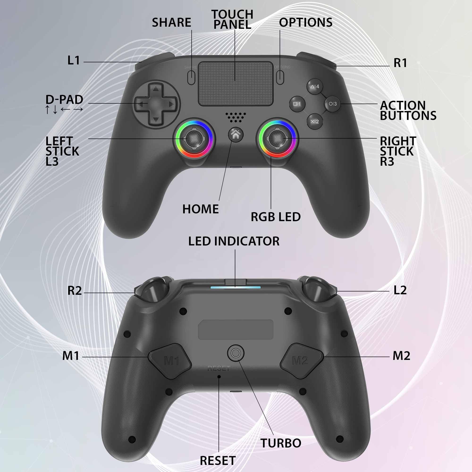 Subsonic SA5716-1 – Wireless Controller for PS5 & PC with Programmable Paddles, RGB LEDs, and Turbo Function 5