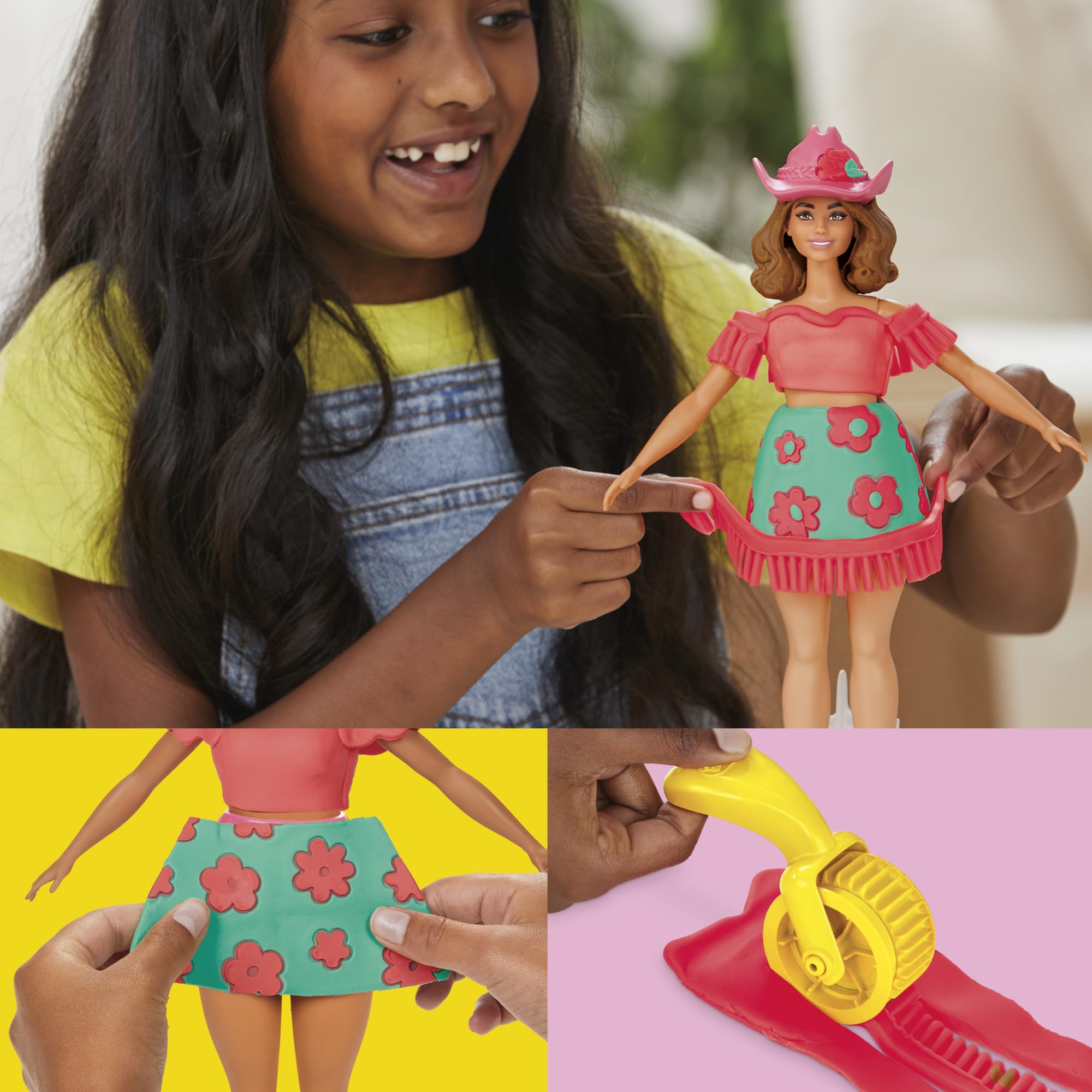Play-Doh Barbie Florals and Fringe Doll Set - Creative Fashion Playset for Kids 5+ 13