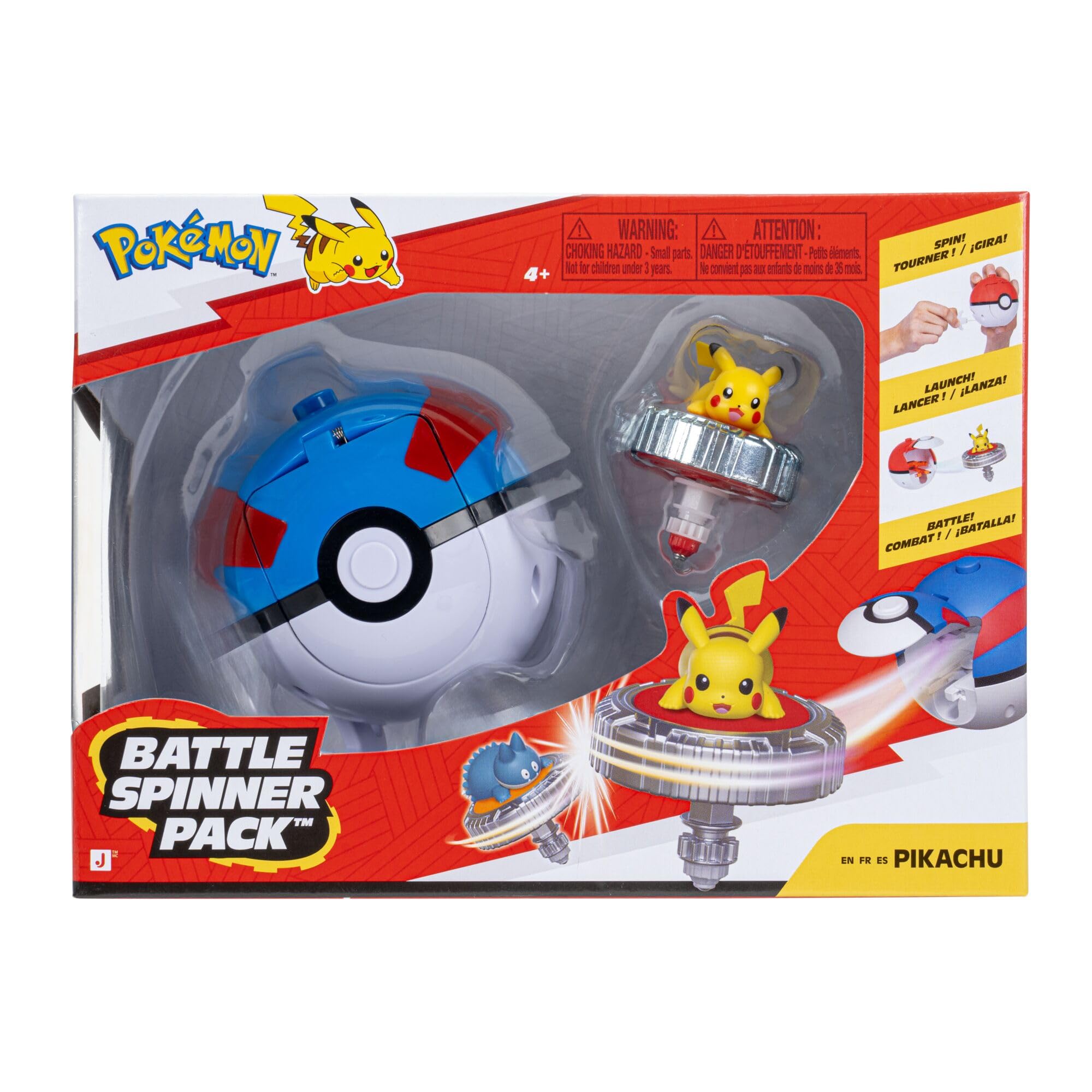 Pokémon Pikachu Battle Spinner Pack - Includes Pikachu Battle Spinner & Poké Ball Spinner Launcher | Ages 4+ 1