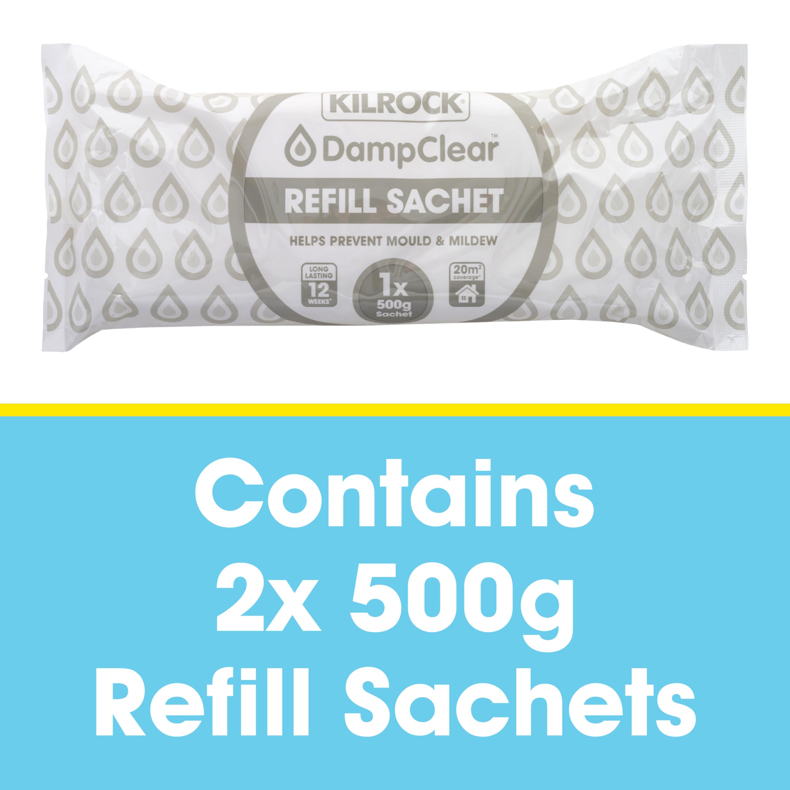 Kilrock Damp Clear Moisture Trap - 2X 500g Sachets for Home Moisture Control