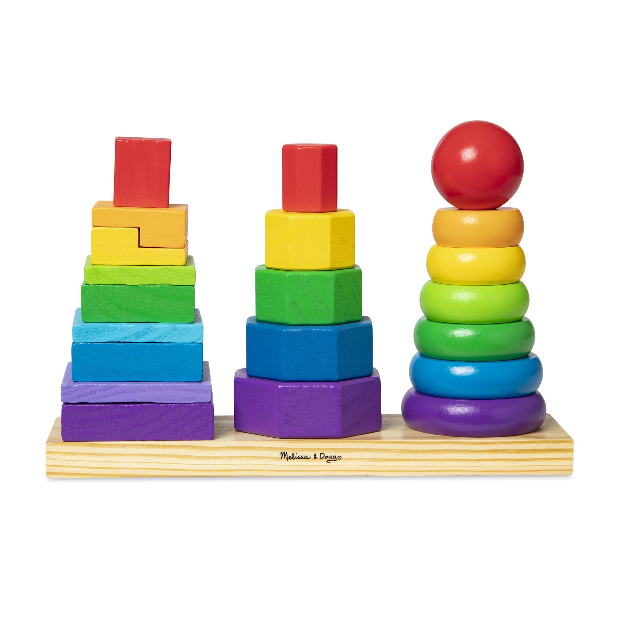 Melissa & Doug Geometric Stacker Wooden Development Toy | Ages 2-4 | Builds Motor Skills