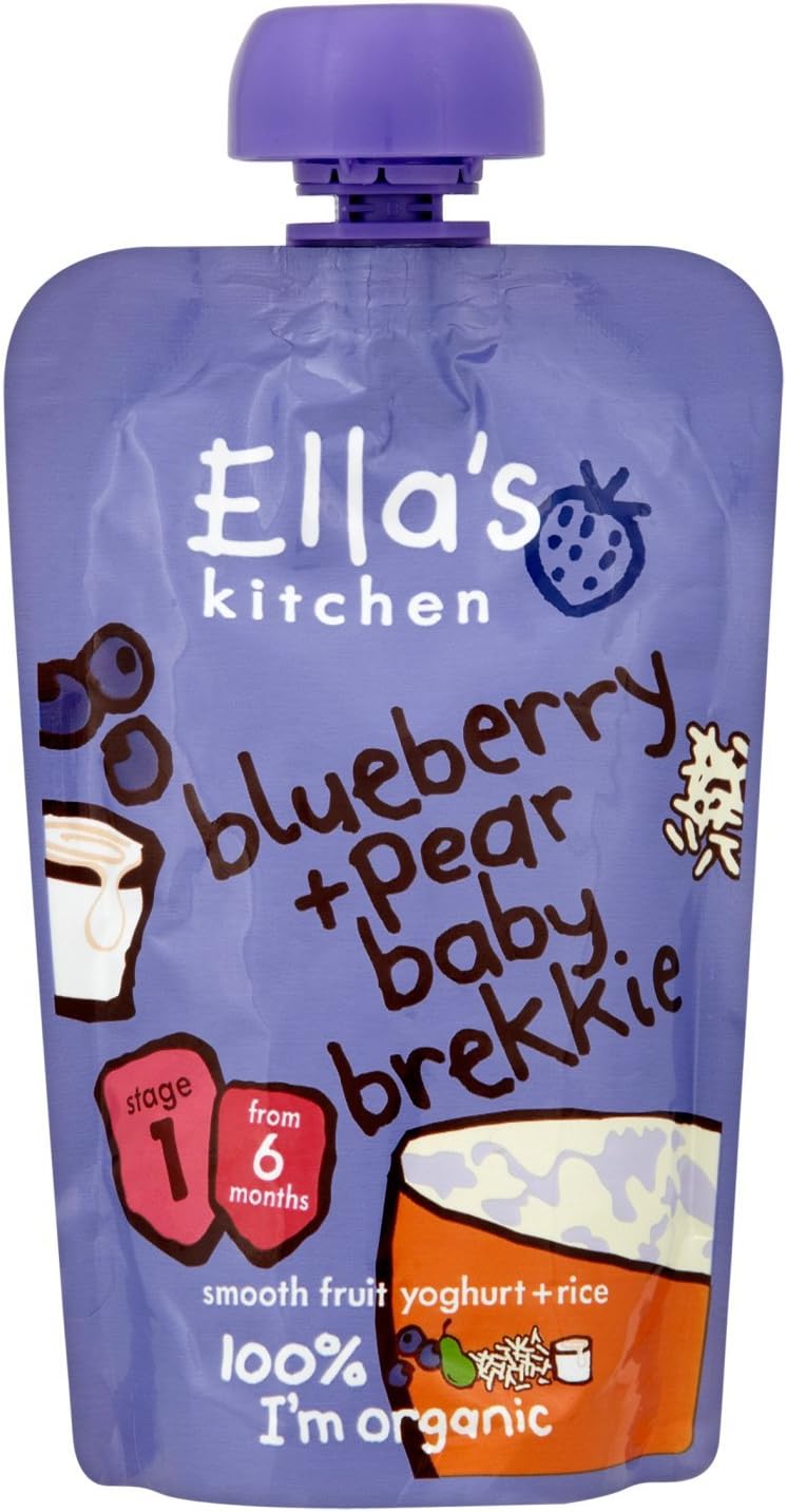 Ella's Kitchen Organic Baby Brekkie Blueberry and Pear Stage 1 (Pack of 6)