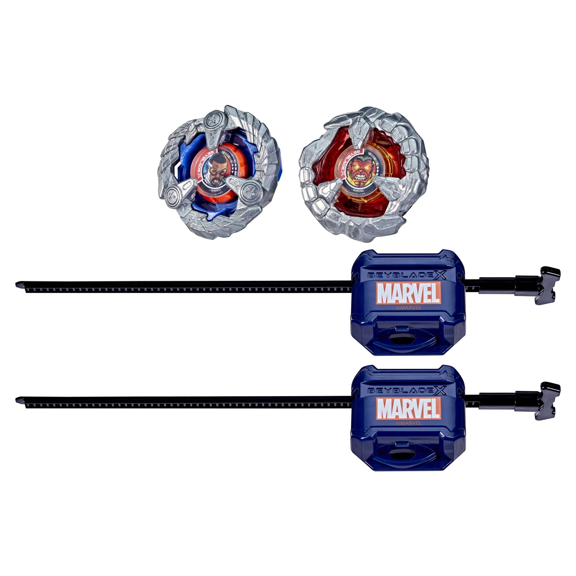 Beyblade Captain America 4-70GB vs Red Hulk 1-80R Marvel Collab Battling Tops Set