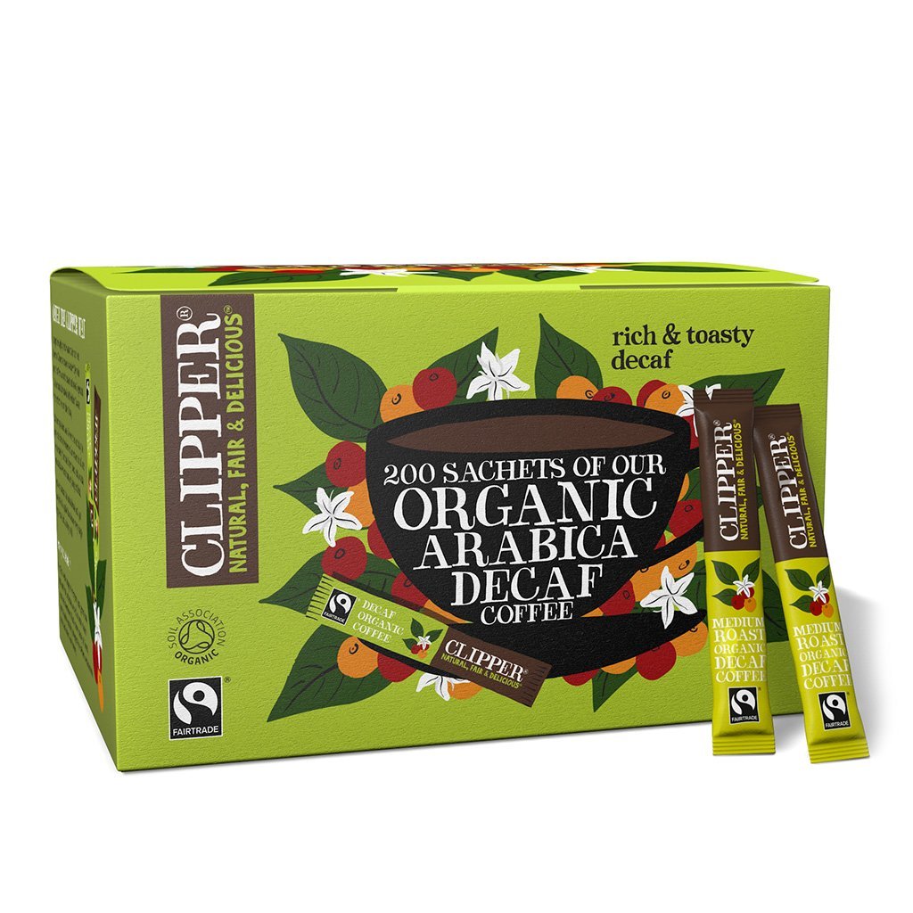 Clipper Organic Fairtrade Medium Roast Decaf Arabica Instant Coffee Sachets - 200 Count