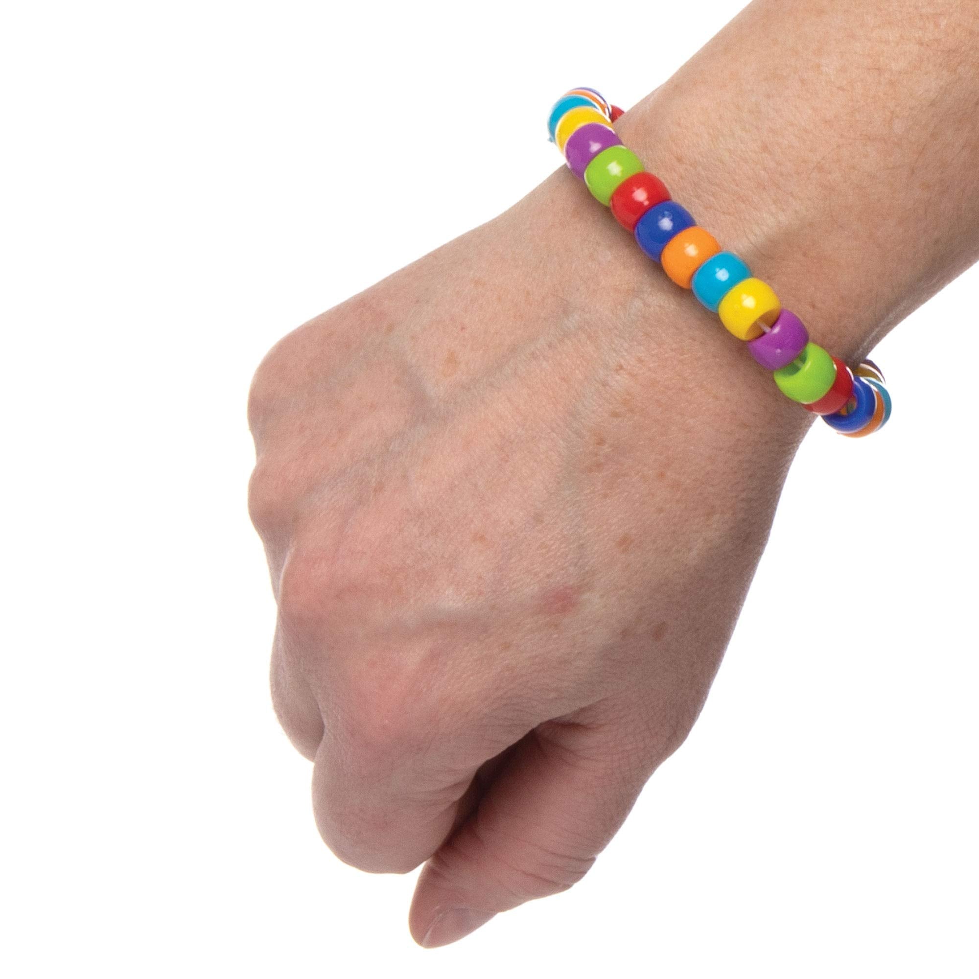 Baker Ross Pony Bead Craft Pack - 800 Beads, 6mm Diameter, Assorted Rainbow Colors 3