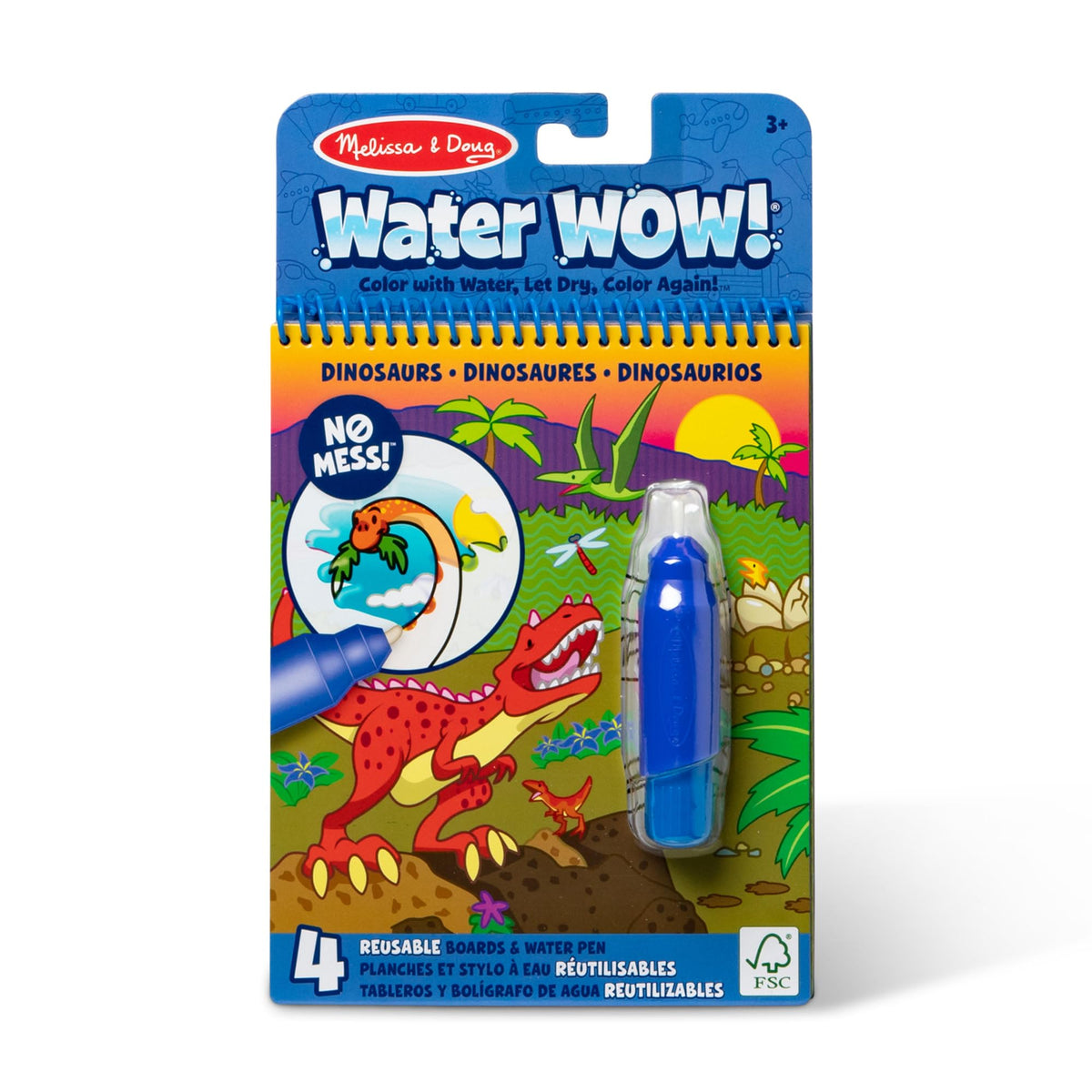 Melissa & Doug Water Wow! Dinosaur Reusable Water-Reveal Activity Pad - 4 Boards, Ages 3+