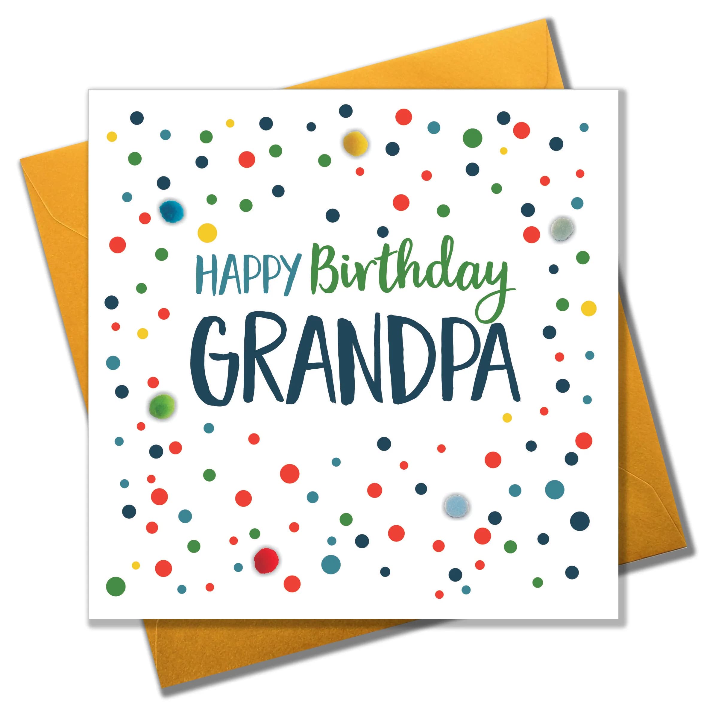 Claire Giles Greeting Cards Happy Birthday, Grandpa Pom Pom Card | 150x150mm | Blank Inside 1