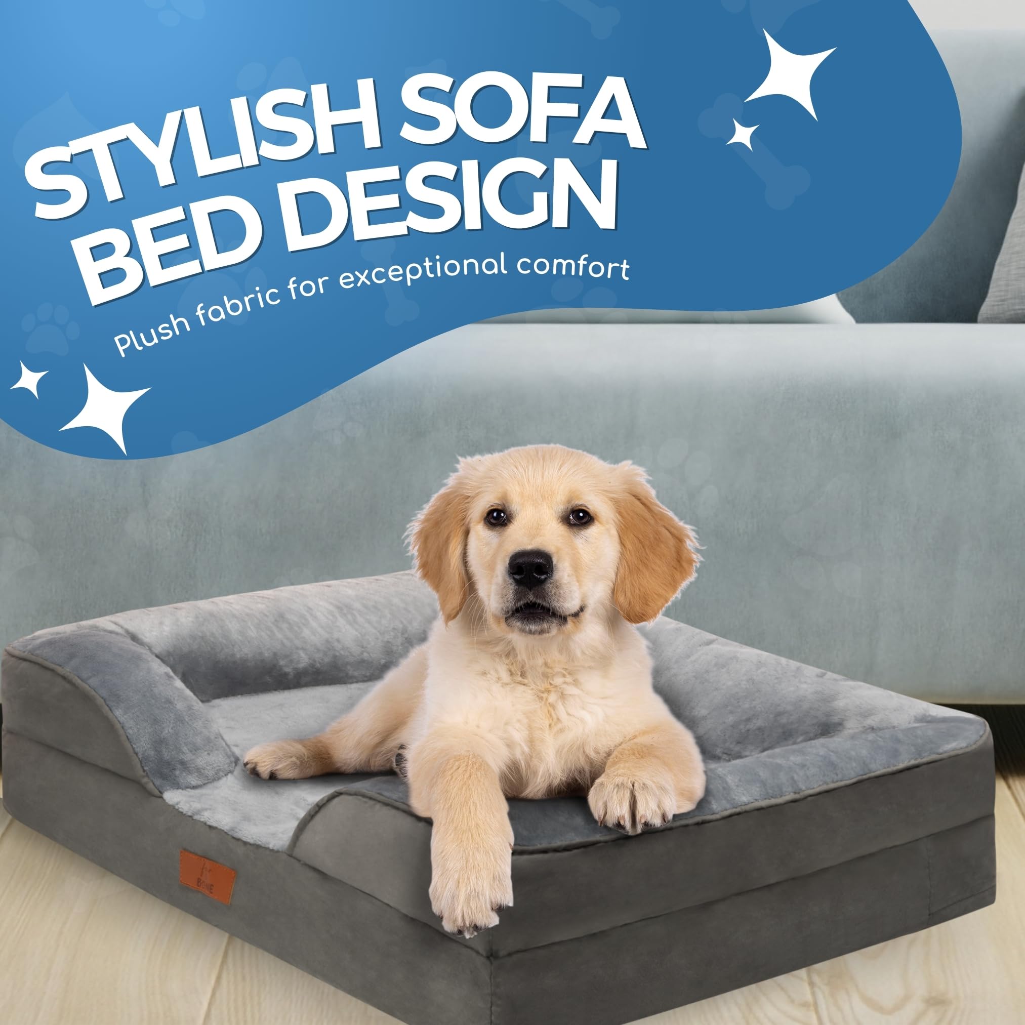 Fur & Bone Medium Dog Bed (70 x 58 x 18 cm) – Orthopedic Support, Waterproof, Non-Skid 3
