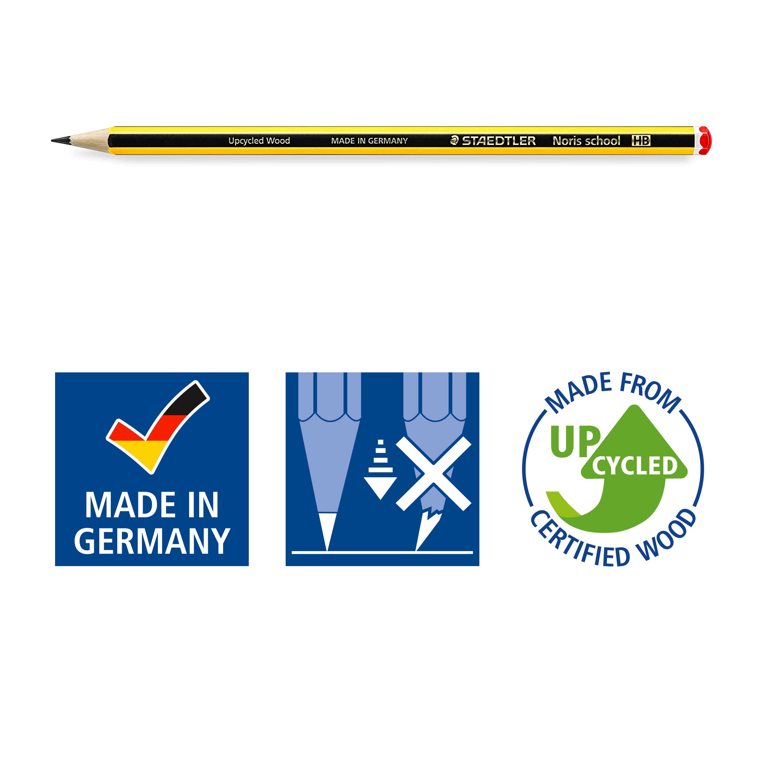 STAEDTLER Noris School Graphite Pencils 121-2 BK5D - HB Hardness, Break-Resistant Lead | Pack of 5 5