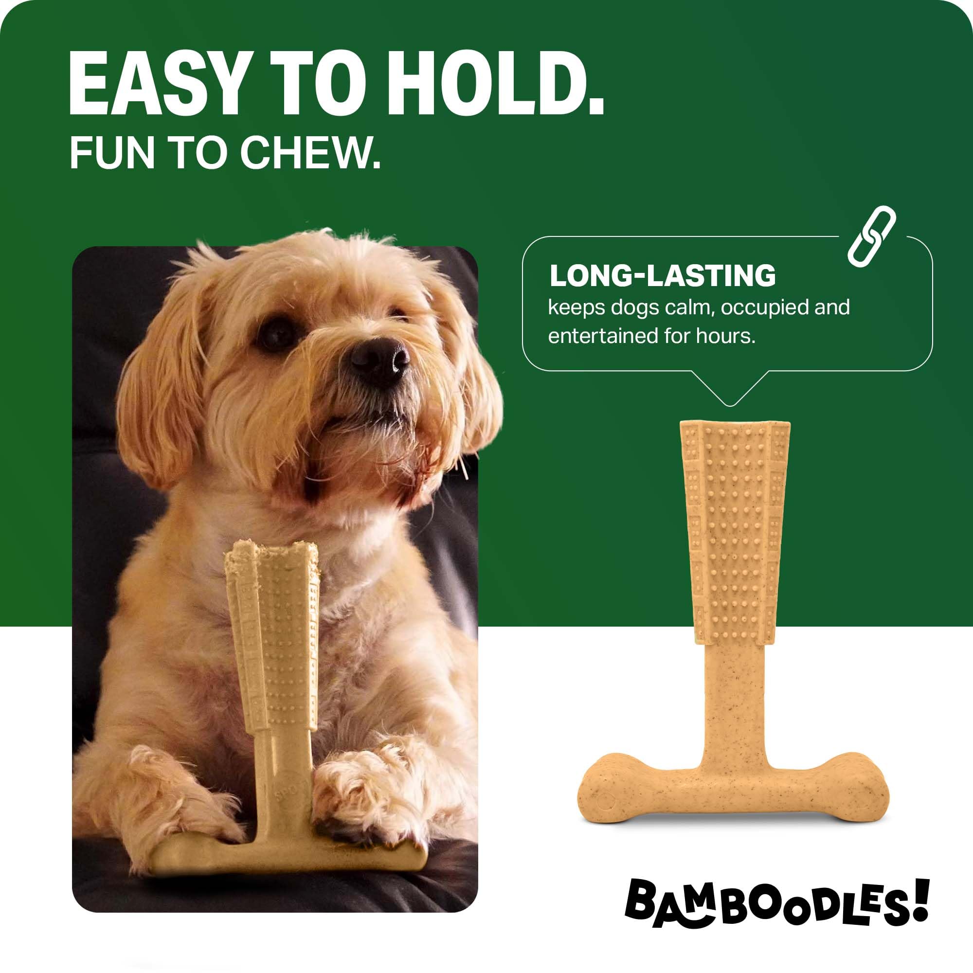 Bamboodles T-Bone Dog Chew Toy - Small Size | Chicken Flavour | Durable Chew